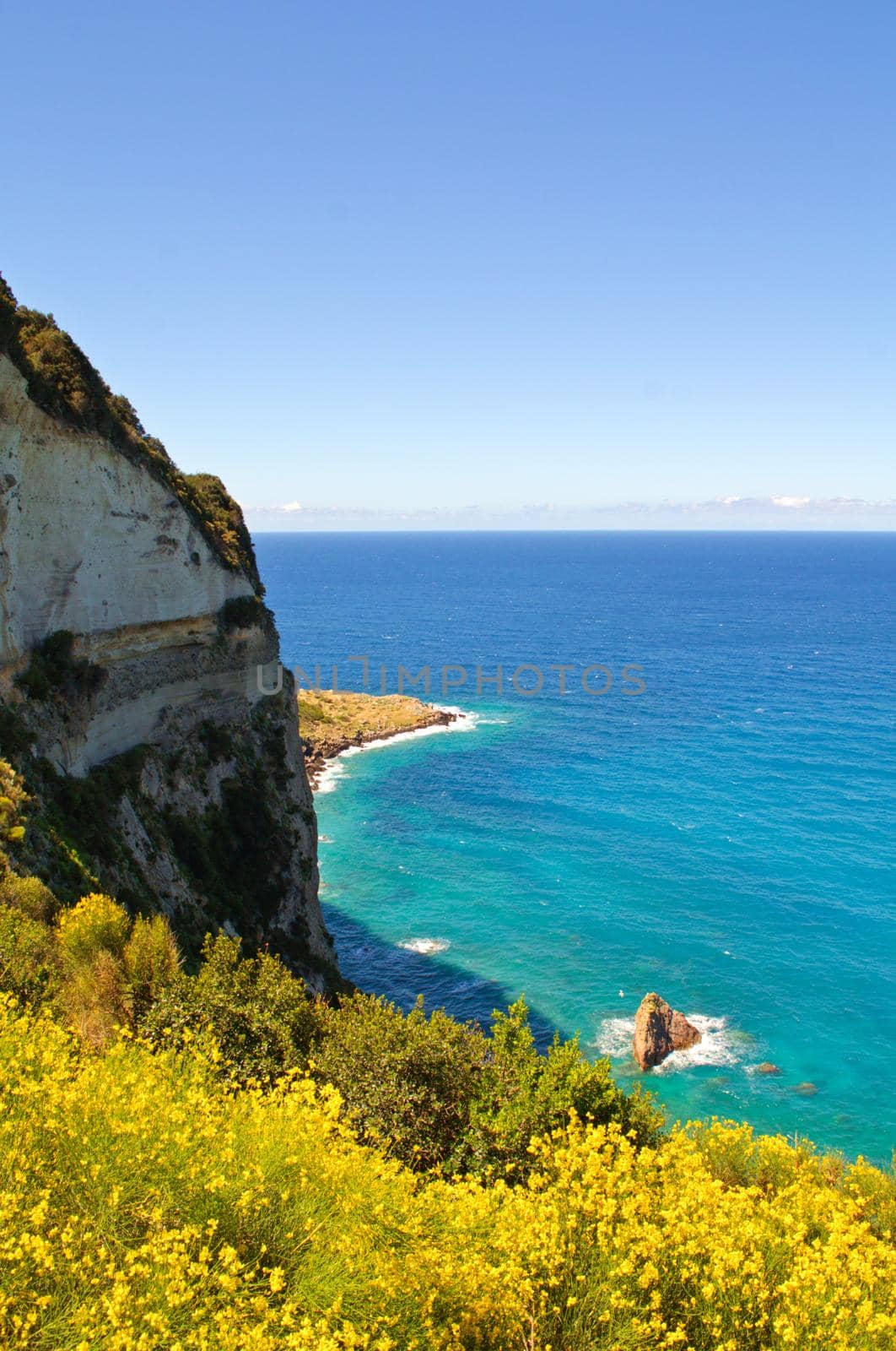 White limestone cliffs in Ponza, Italy