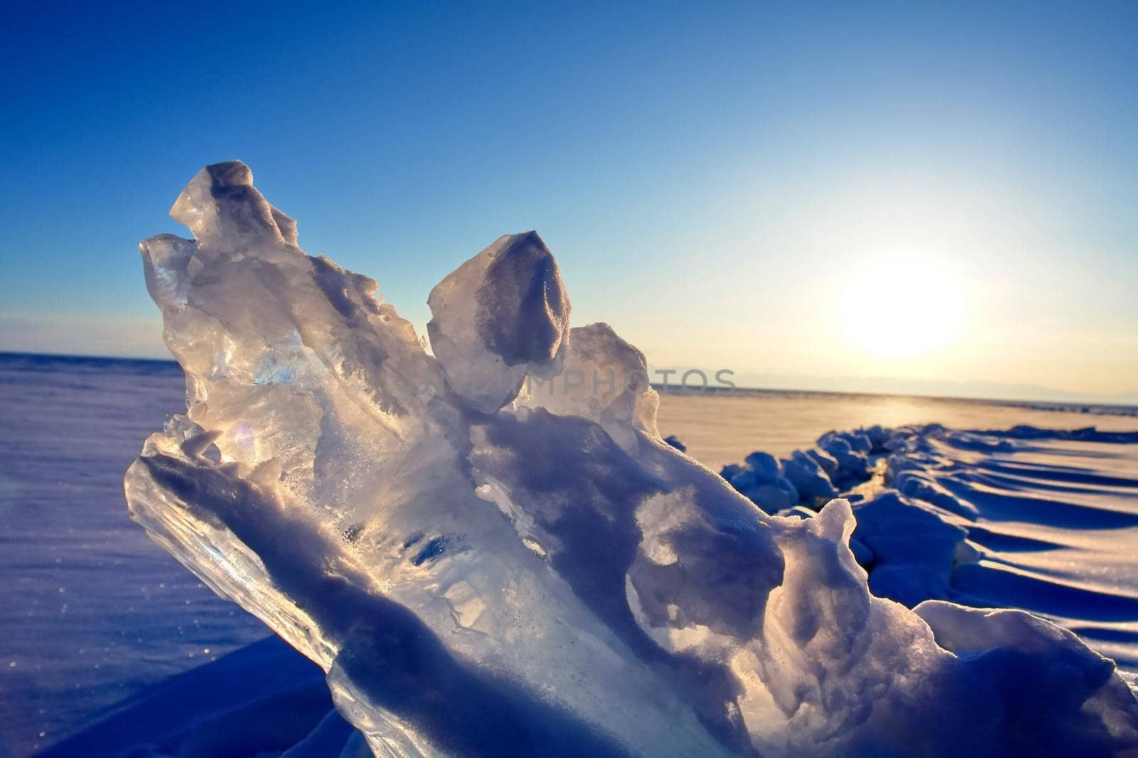 Pieces of frozen ice on baikal. Broken ice. by DePo