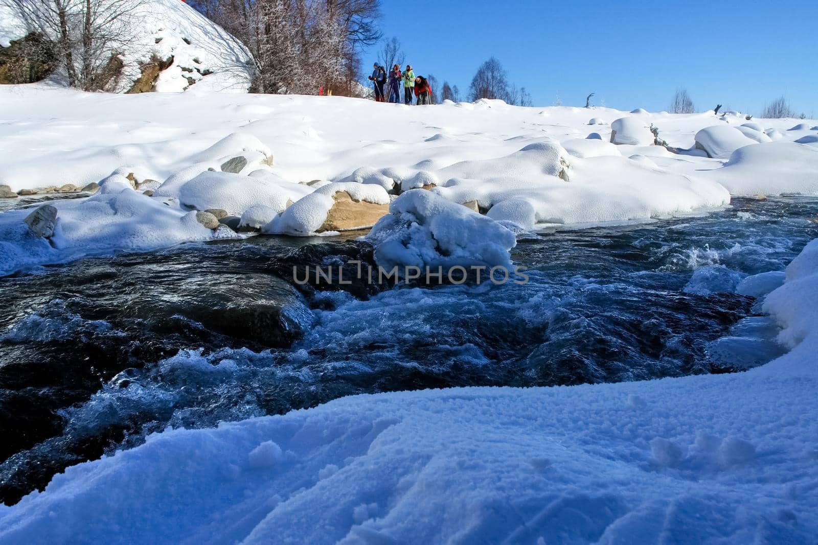 A section of the river free of snow and ice. The nature of baikal.