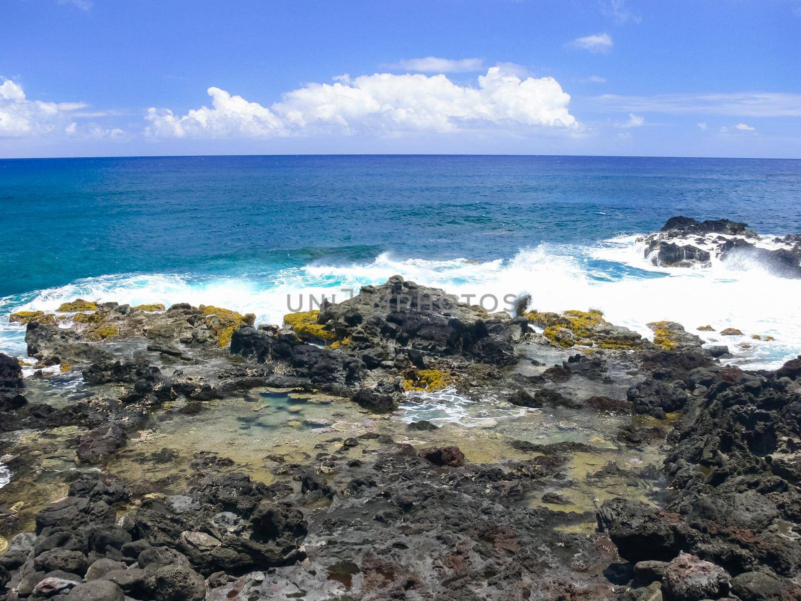 Easter Island coastline. Easter Island coast, rocks and ocean.