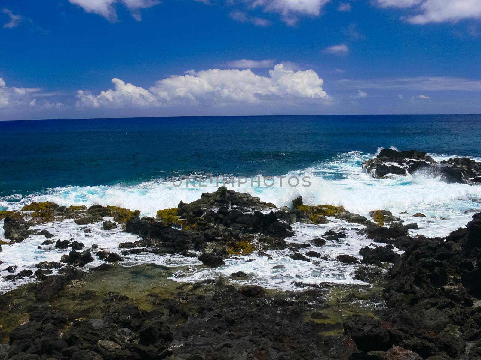 Easter Island coastline. Easter Island coast, rocks and ocean.