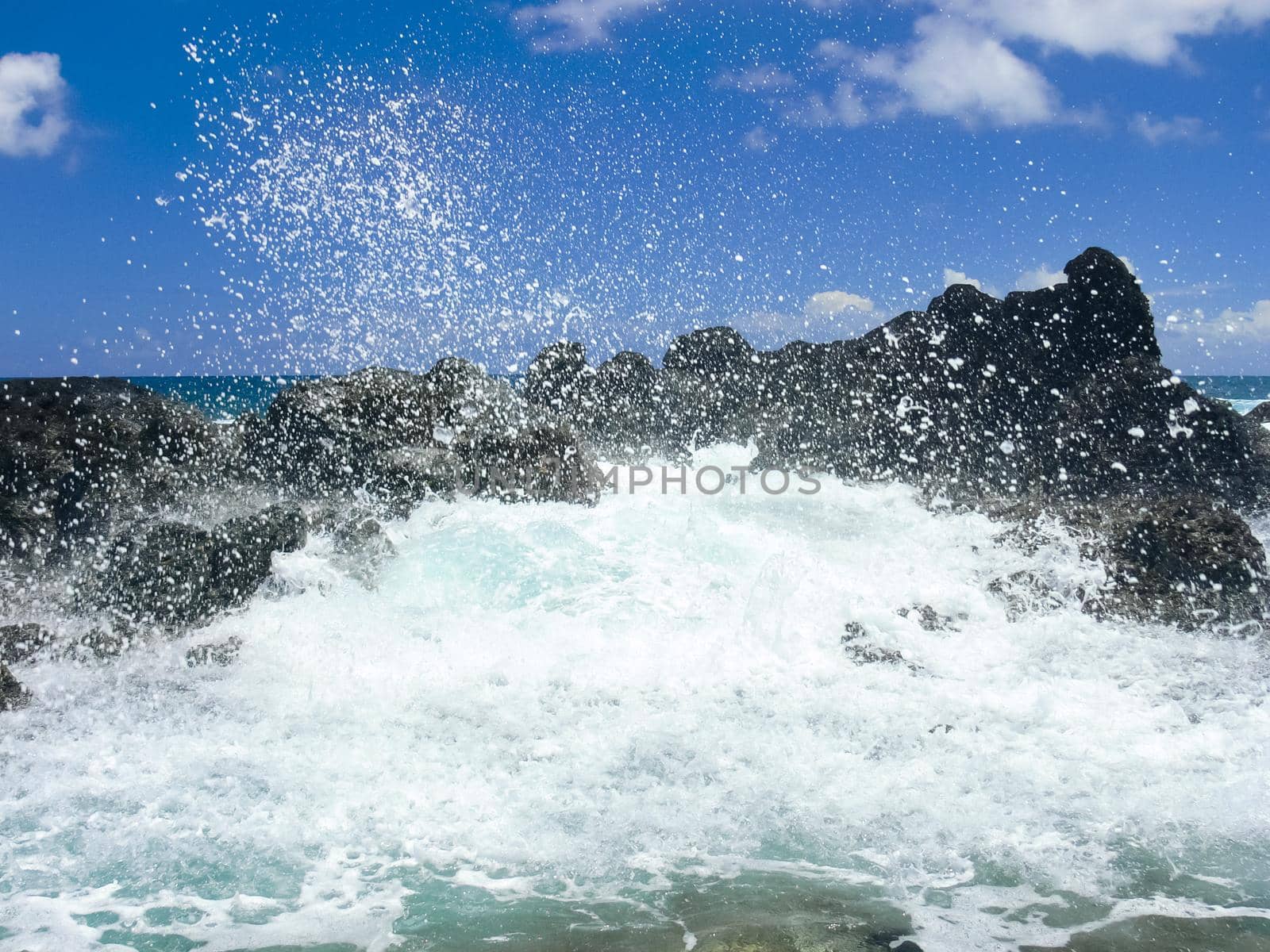 Easter Island coastline. Easter Island coast, rocks and ocean.