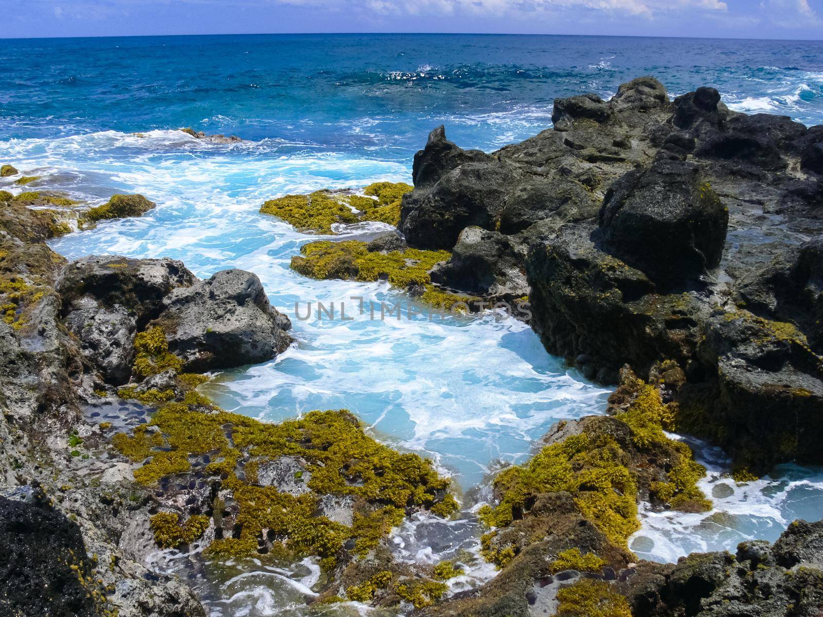 Easter Island coastline. Easter Island coast, rocks, ocean. by DePo