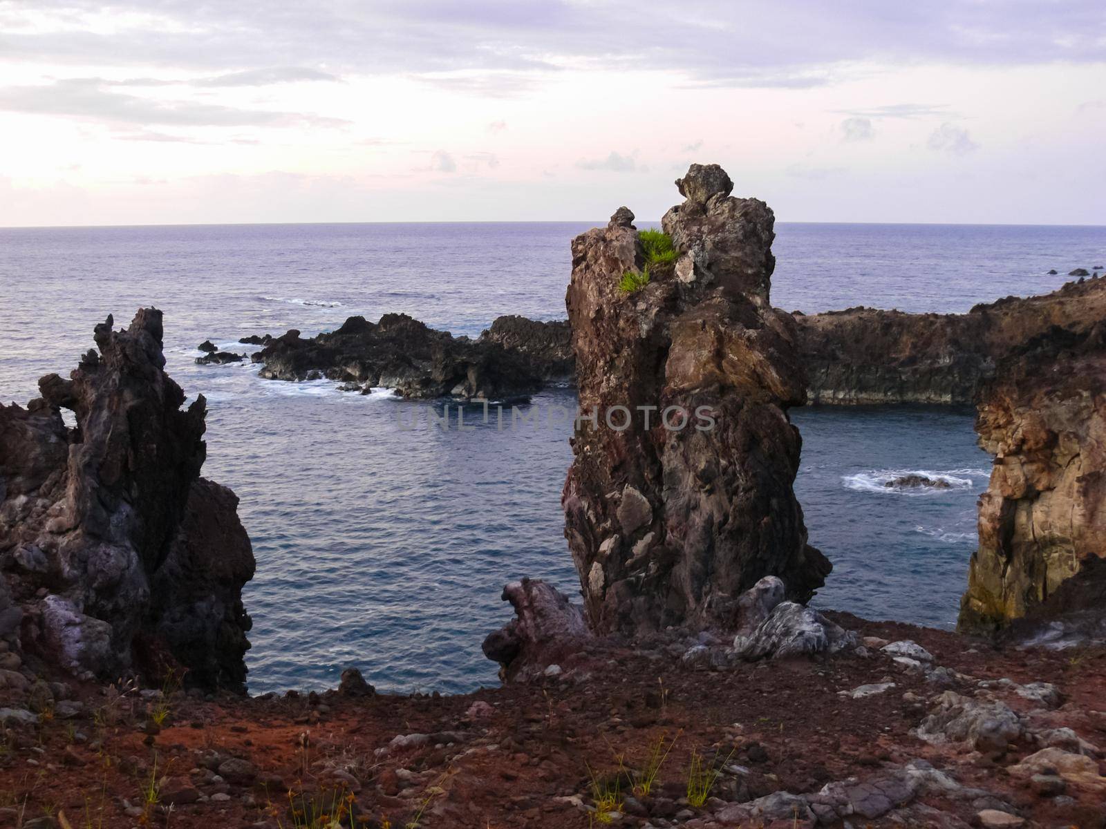 Easter Island coastline. Easter Island coast, rocks, ocean. by DePo