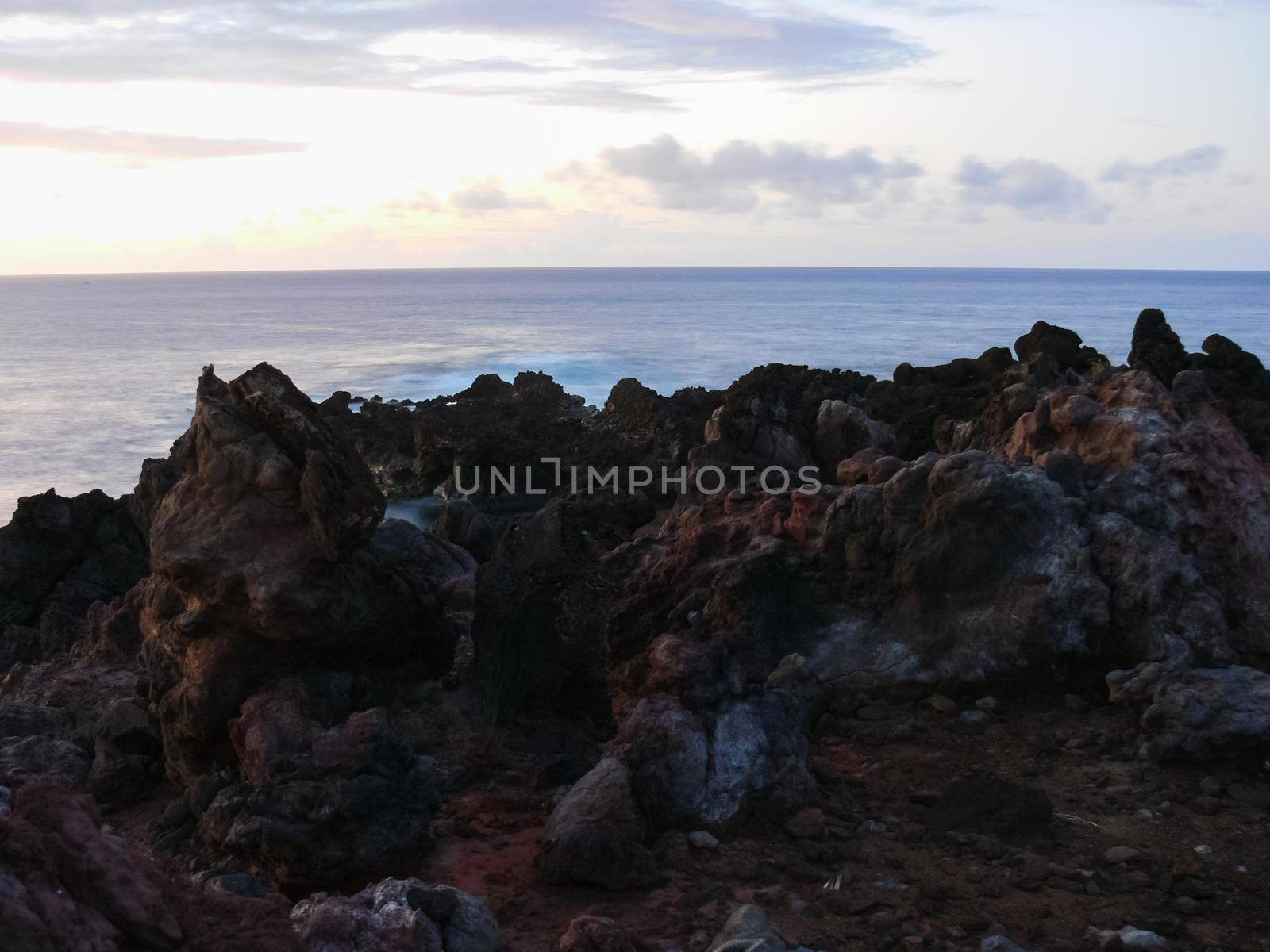 Easter Island coastline. Easter Island coast, rocks, ocean. by DePo