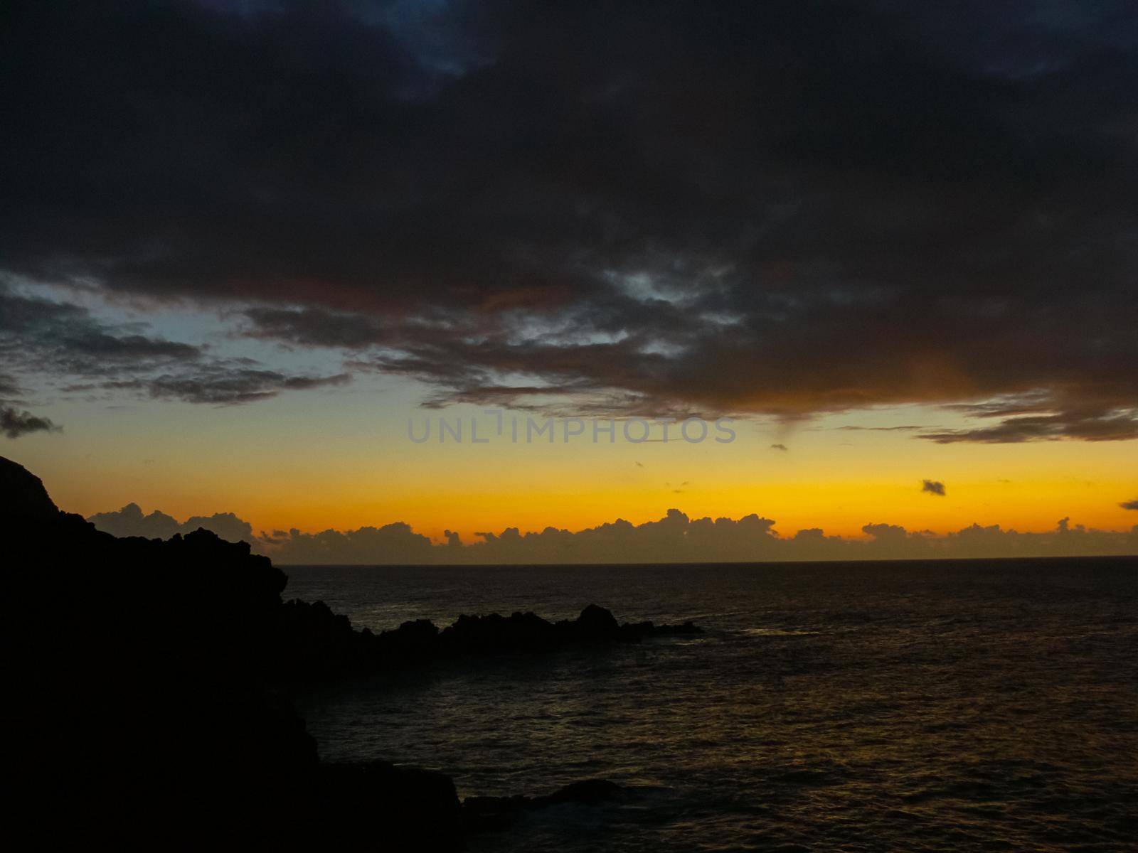 Easter Island coastline. Easter Island coast, rocks and ocean.