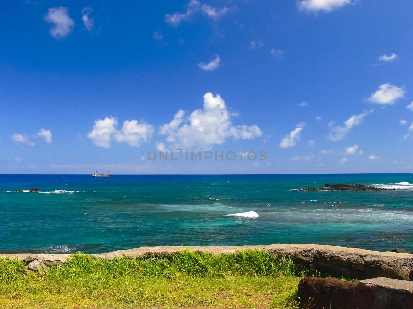 Easter Island coastline. Easter Island coast, rocks and ocean.