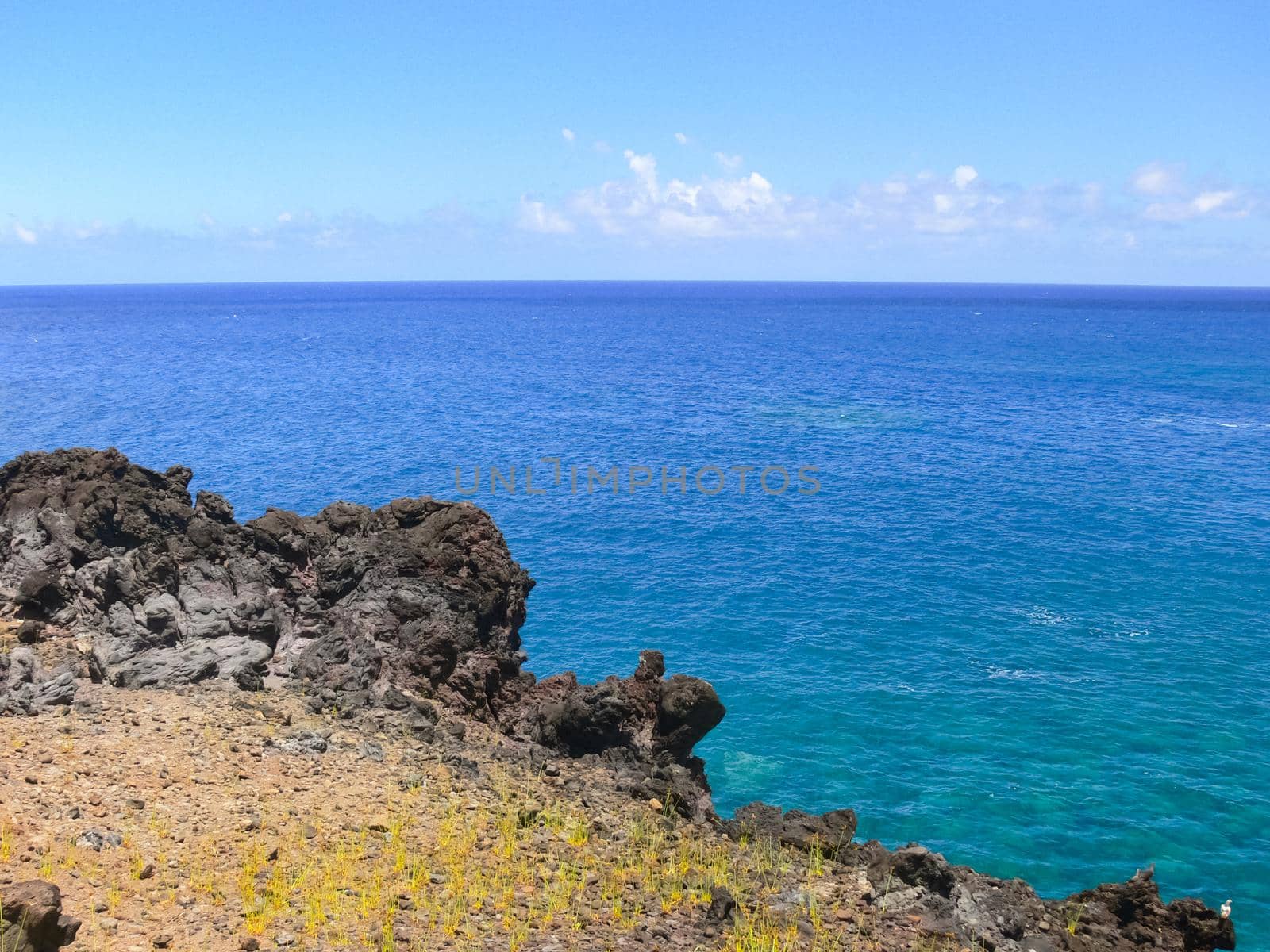 Easter Island coastline. Easter Island coast, rocks and ocean.