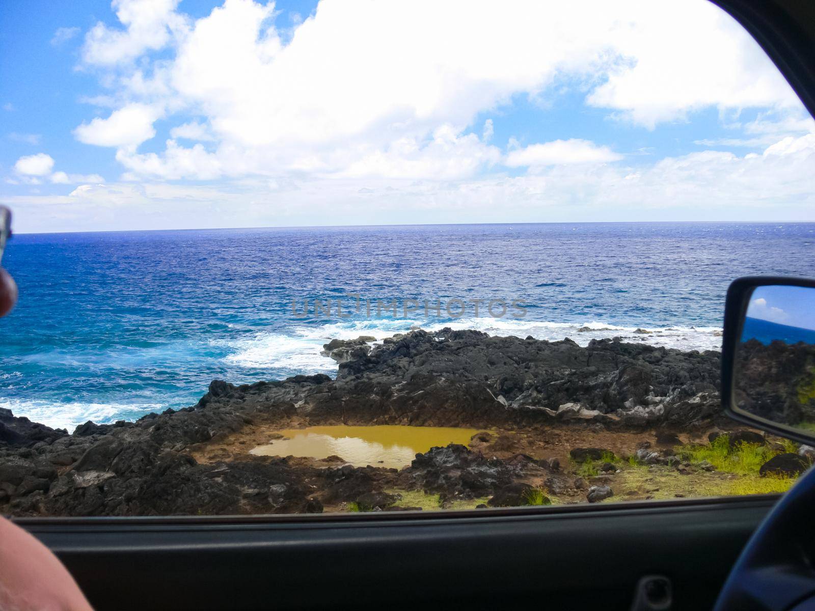 Easter Island coastline. Easter Island coast, rocks and ocean.