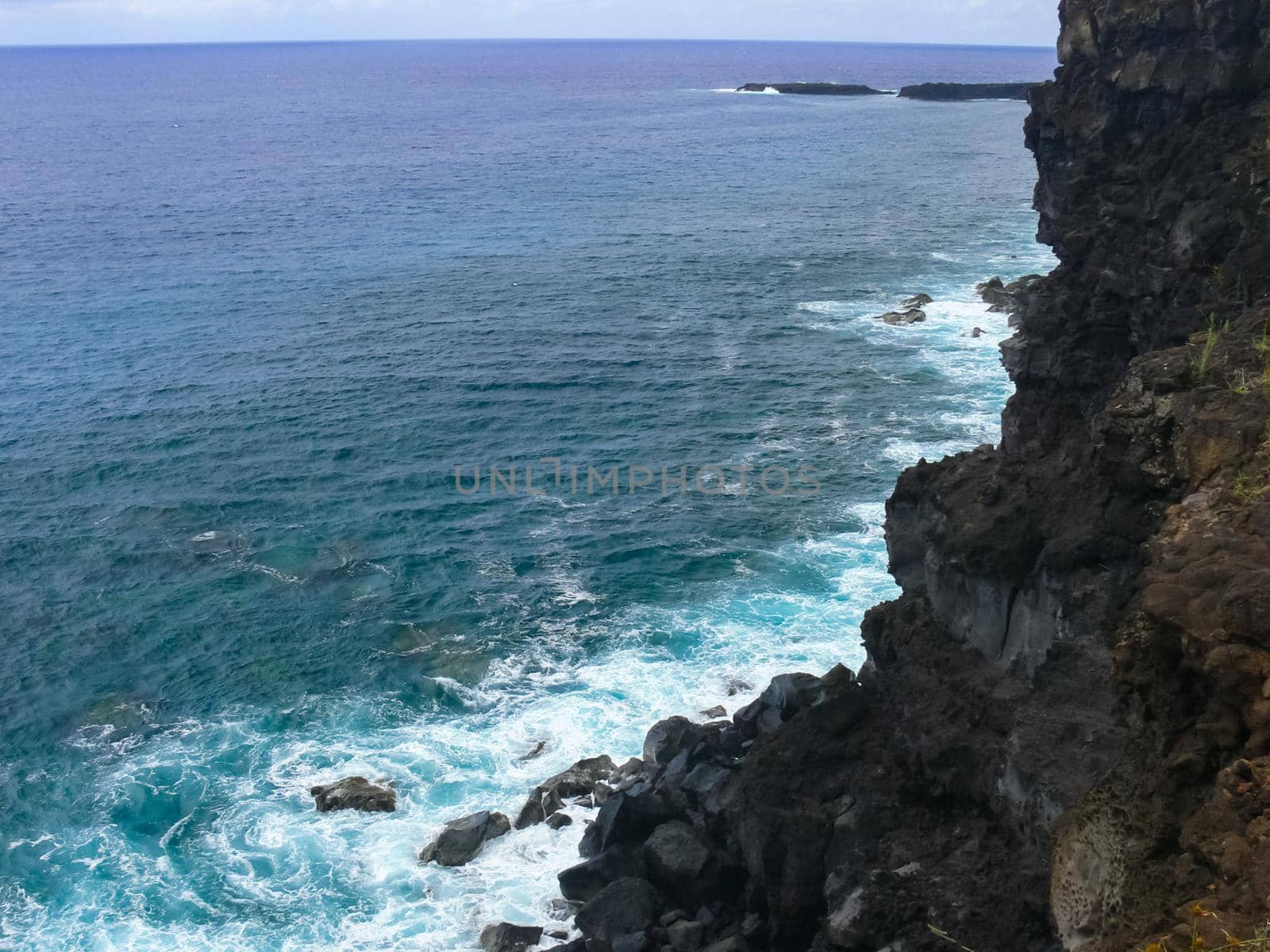 Easter Island coastline. Easter Island coast, rocks and ocean.