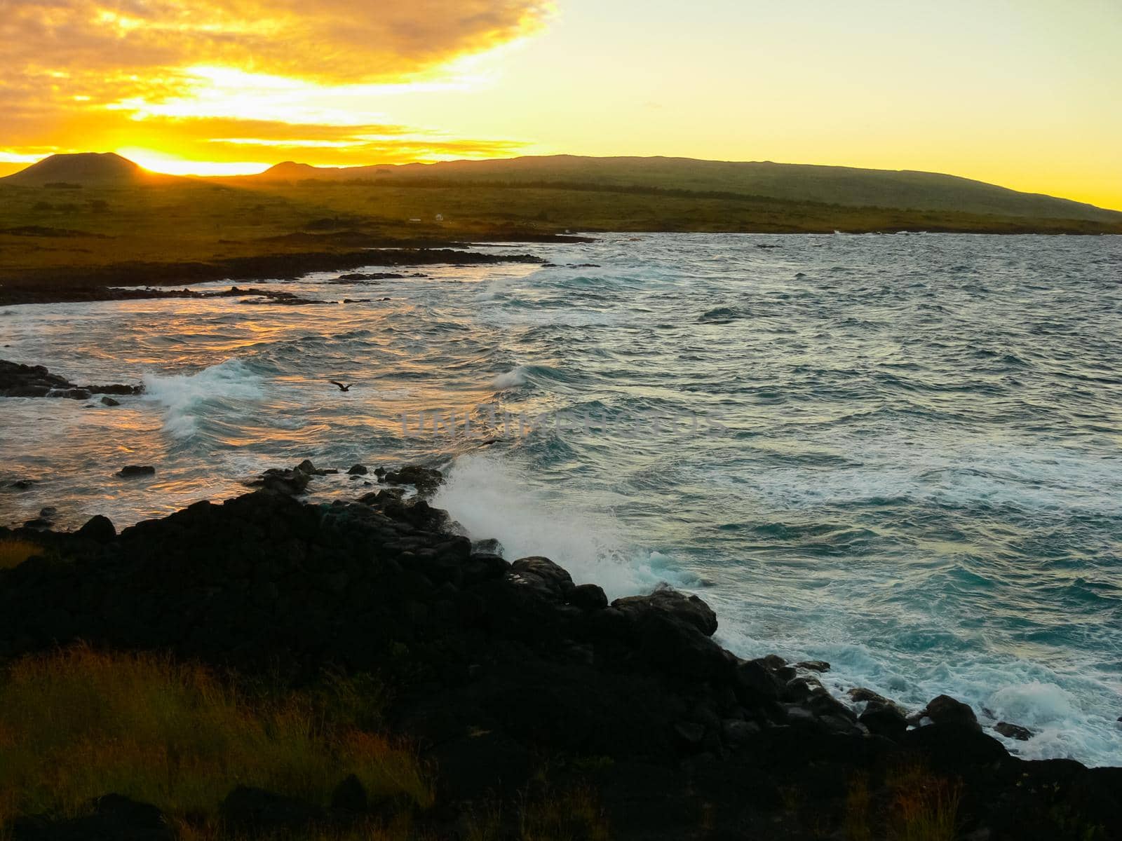 Easter Island coastline. Easter Island coast, rocks, ocean. by DePo