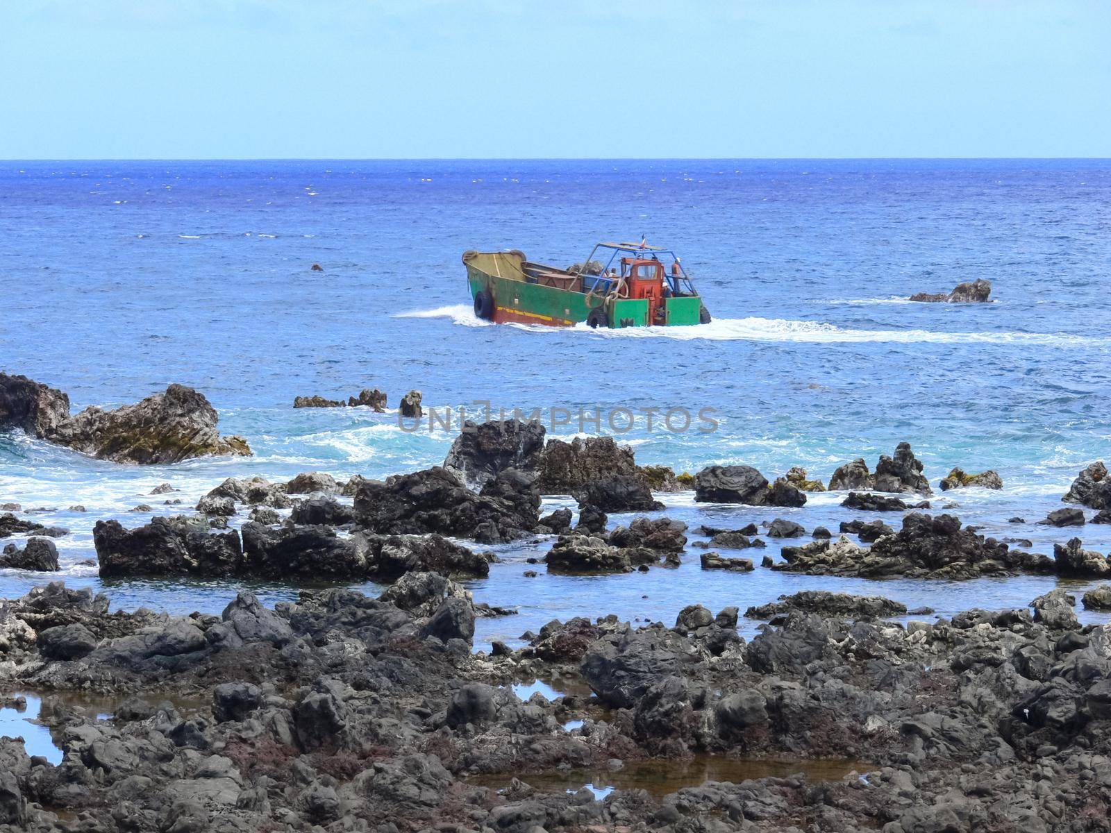 Easter Island coastline. Easter Island coast, rocks, ocean. by DePo