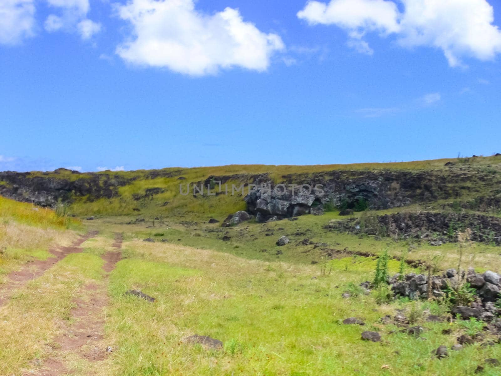 The nature of Easter Island, landscape, vegetation and coast.