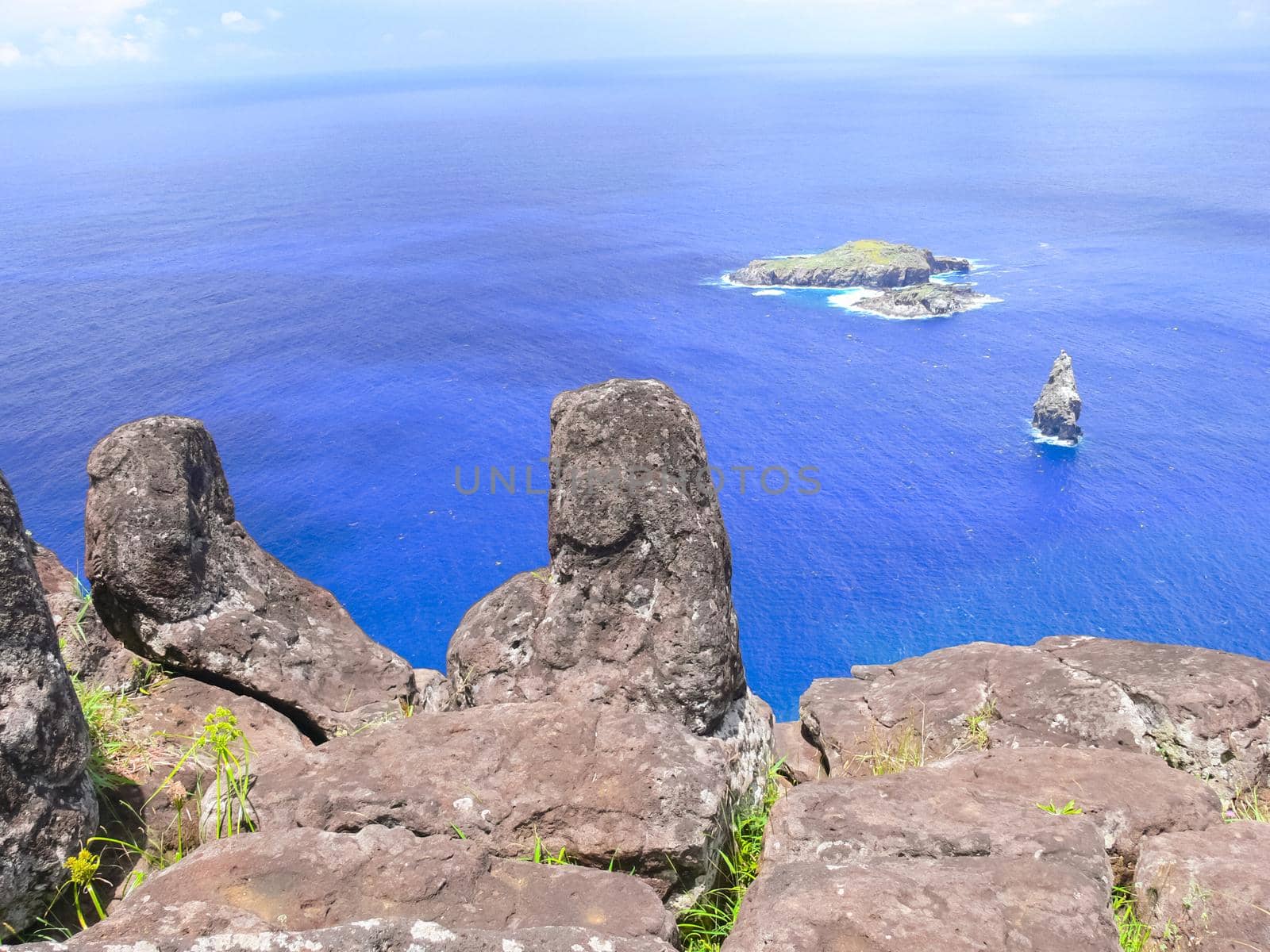 Rocks with rock engraving. Easter Island, traces of ancient culture.