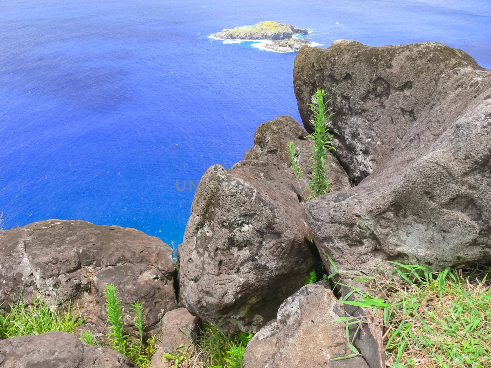 Rocks with rock engraving. Easter Island, traces ancient culture. by DePo