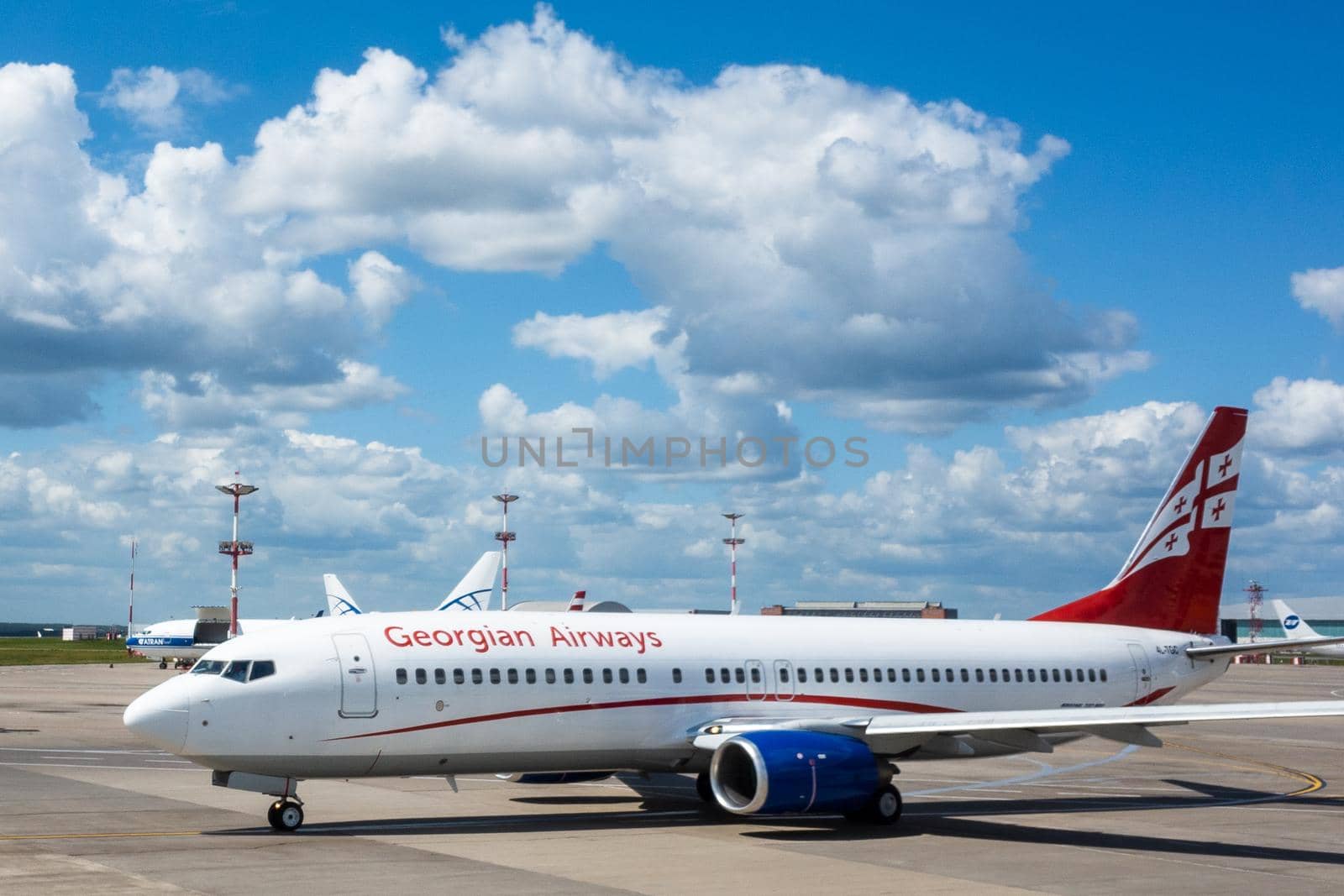 July 2, 2019, Moscow, Russia. Airplane Boeing 737-800 Airzena Georgian Airways at Vnukovo airport in Moscow.