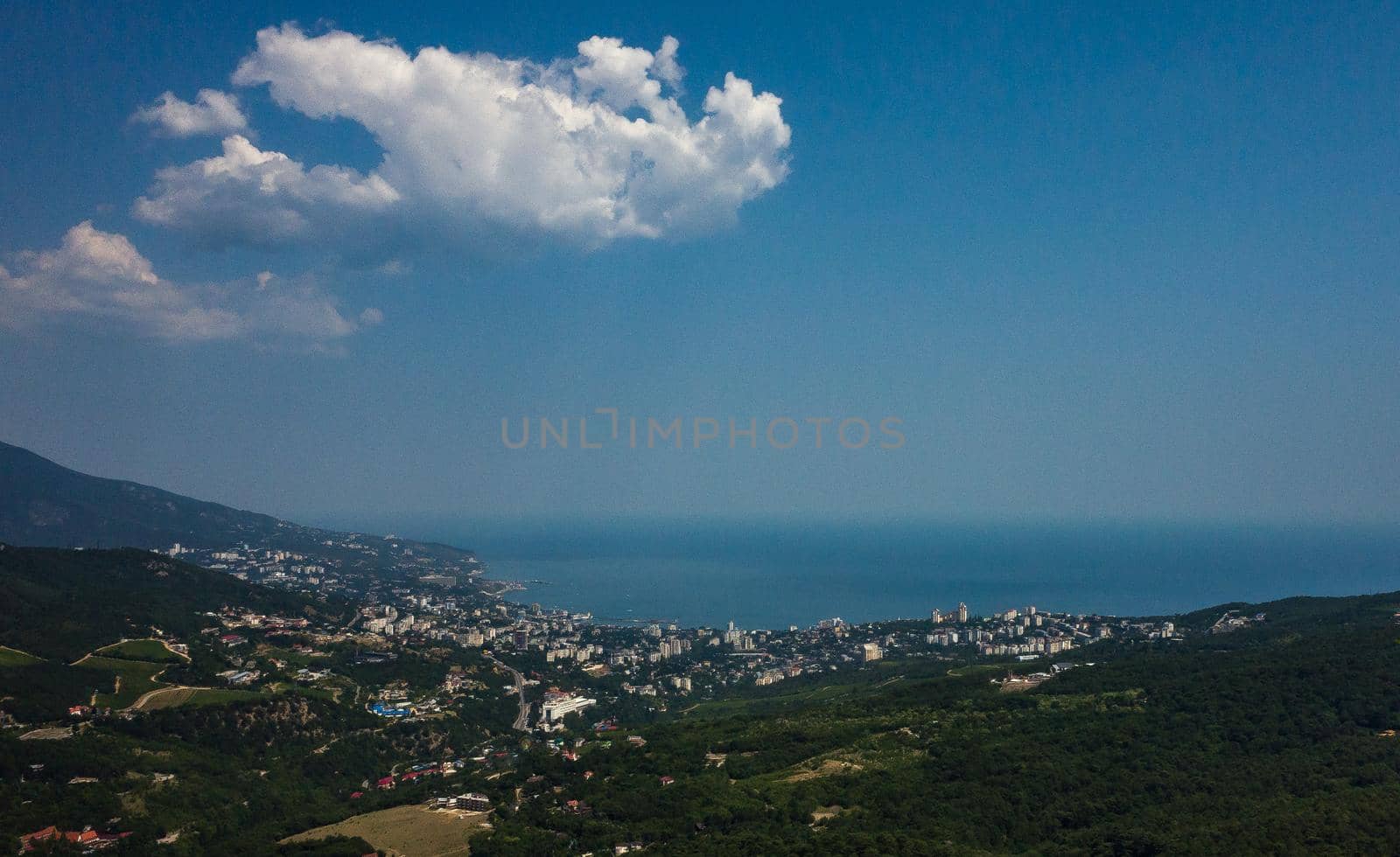 View of Yalta and the Black Sea from the mountainside.