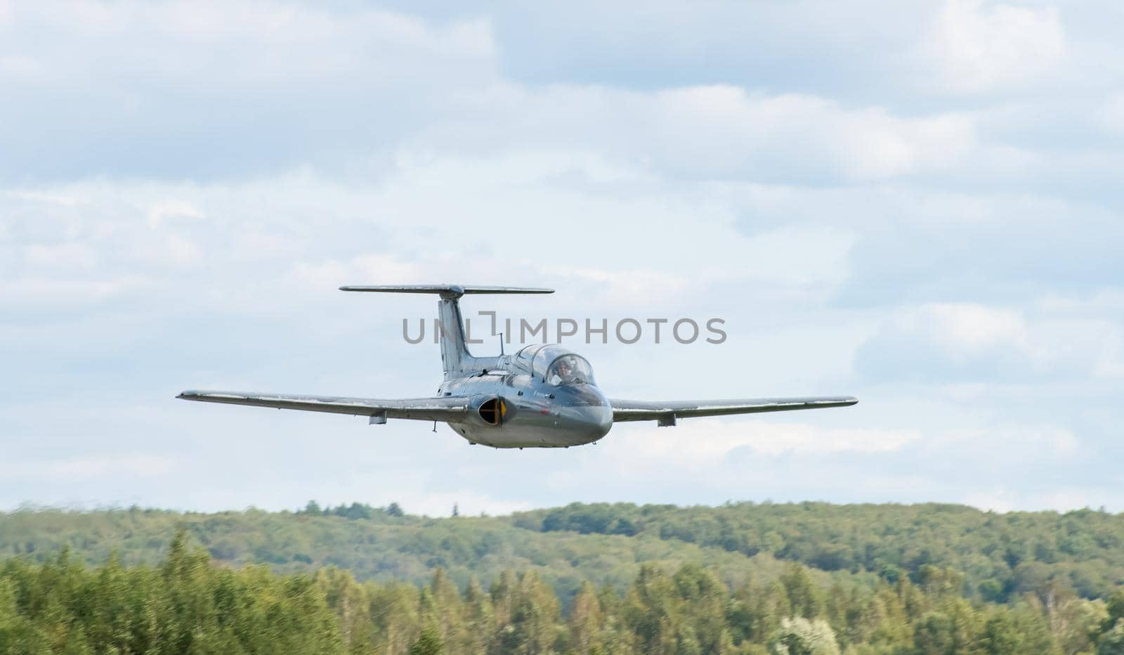 September 12, 2020, Kaluga region, Russia. The Aero L-29 Delfin training aircraft performs a training flight at the Oreshkovo airfield.