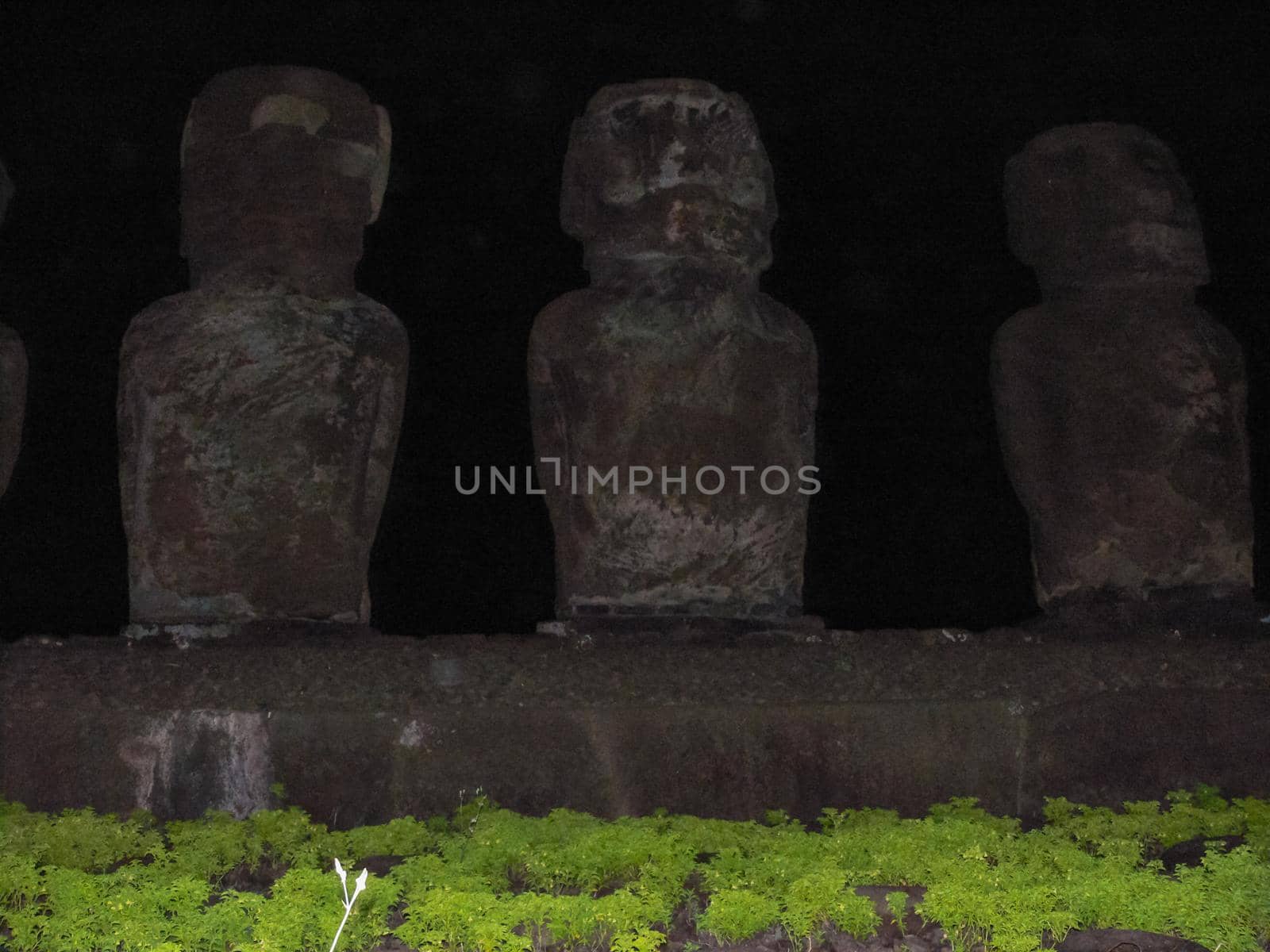 Statues of the gods of Easter Island. Ancient statues of ancient civilization on Easter Island.