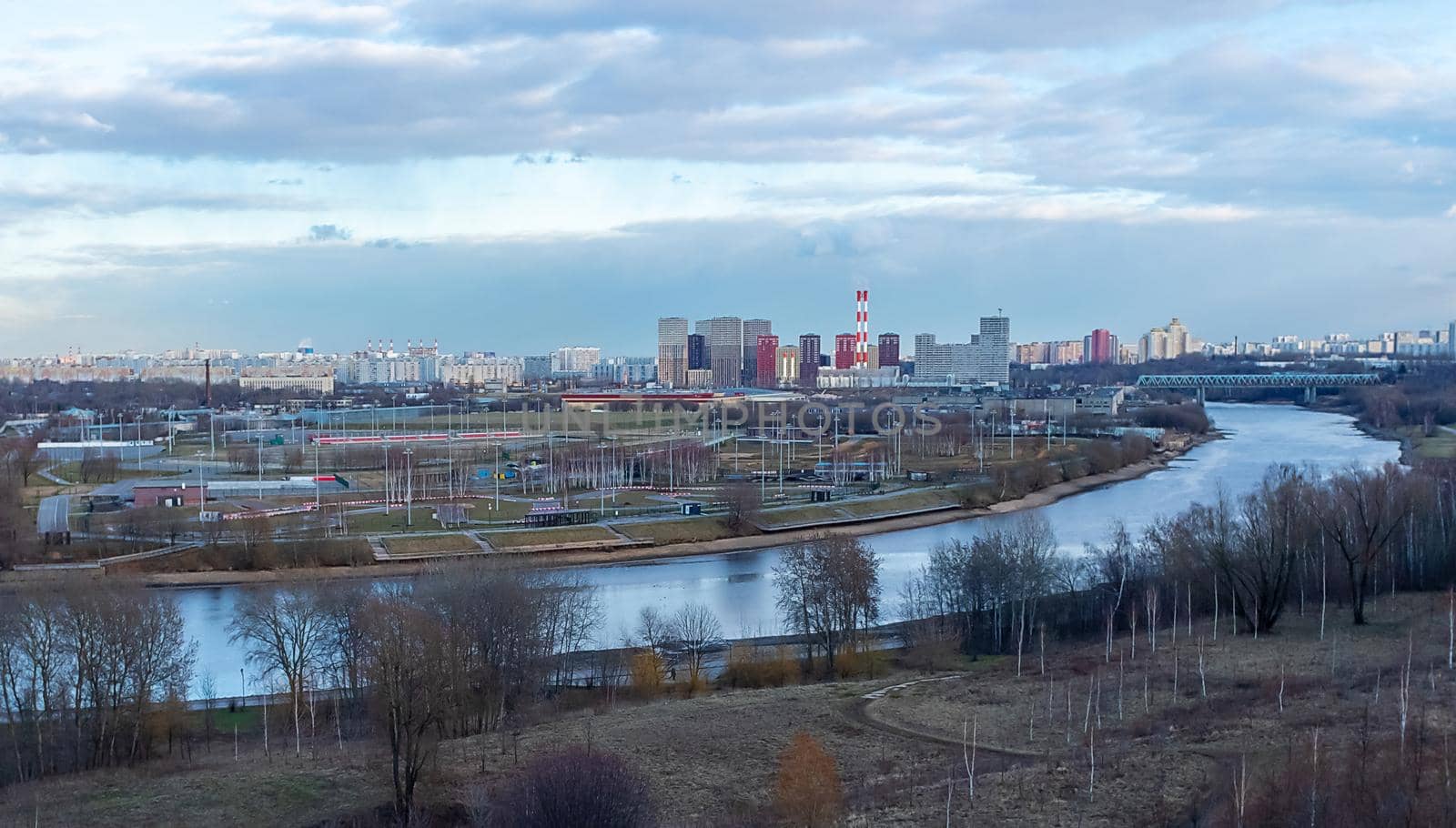 View of the Russian capital from a high hill in the Kolomenskoye park.