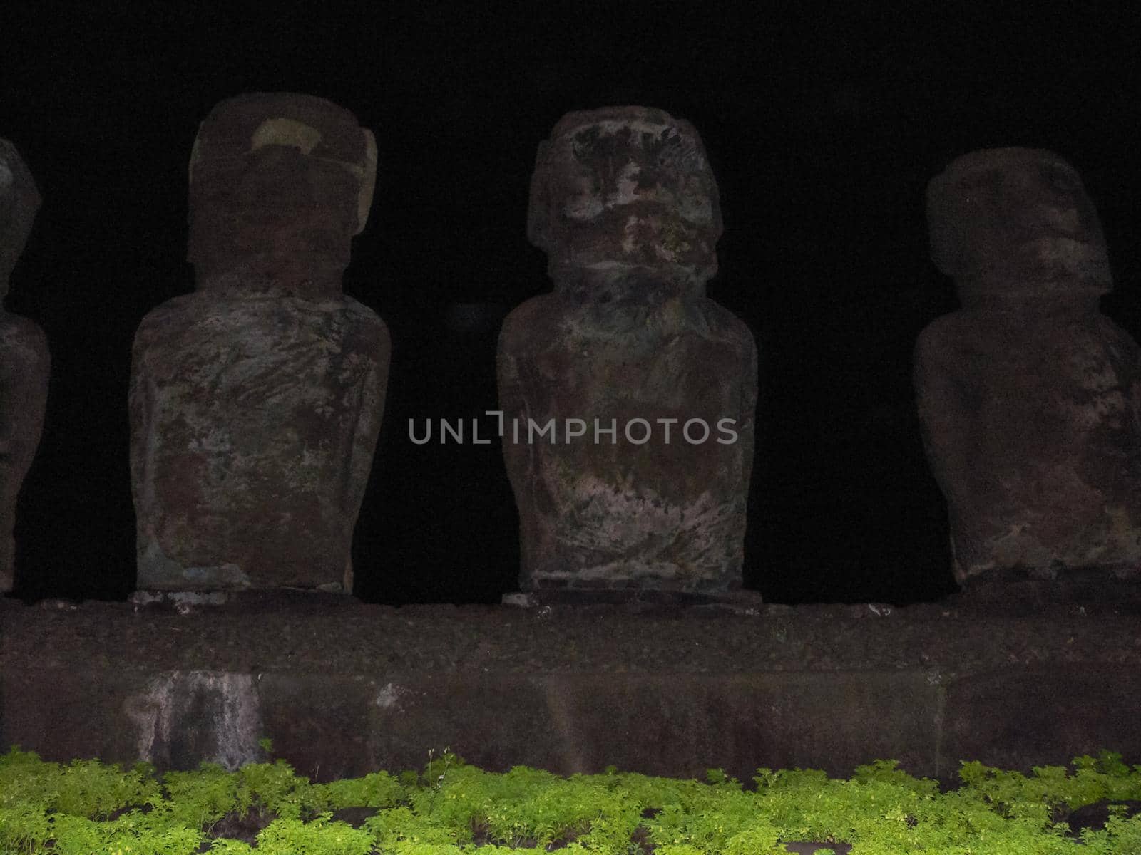 Statues of the gods of Easter Island. Ancient statues of ancient civilization on Easter Island.