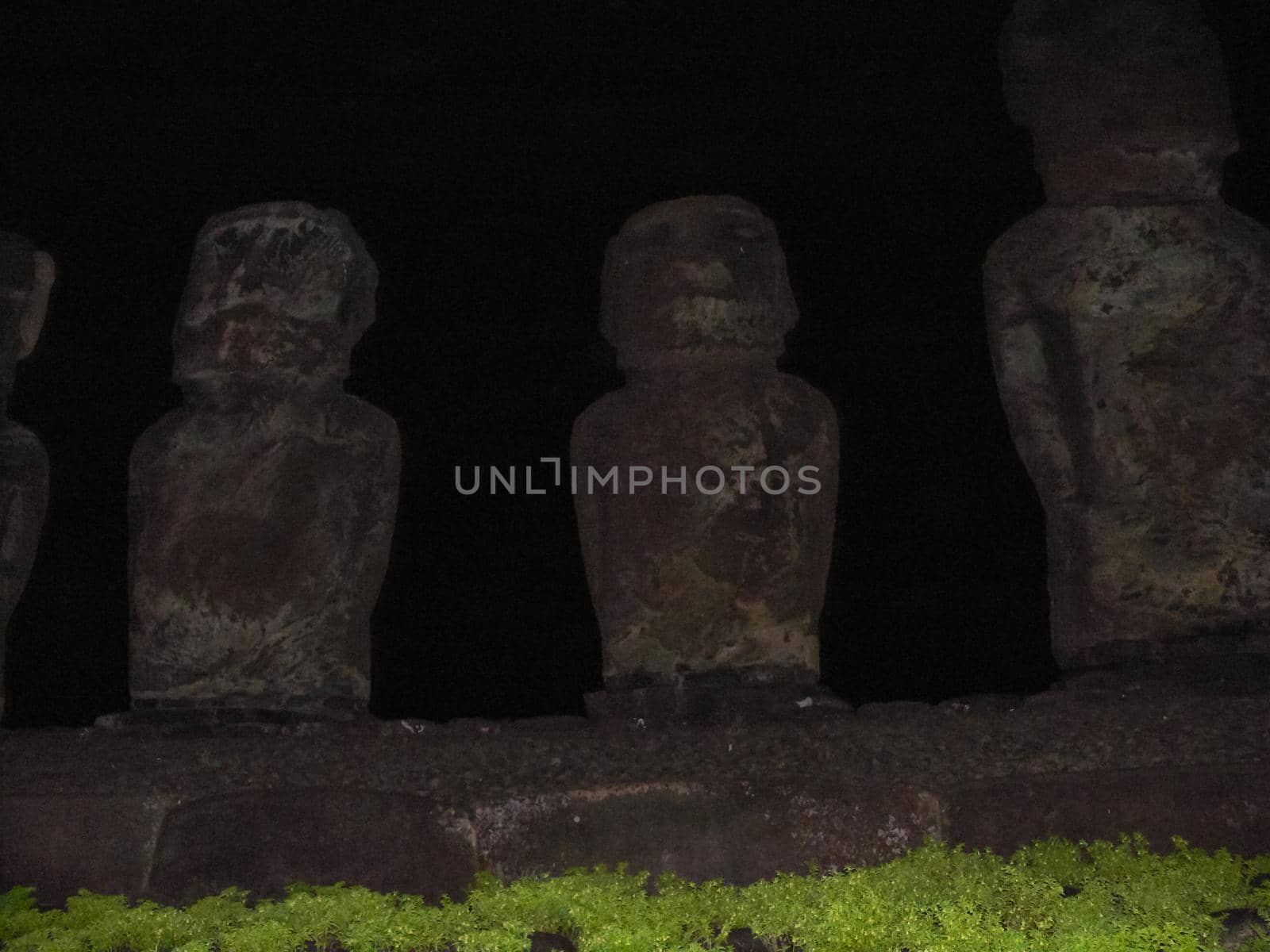 Statues of the gods of Easter Island. Ancient statues of ancient civilization on Easter Island.