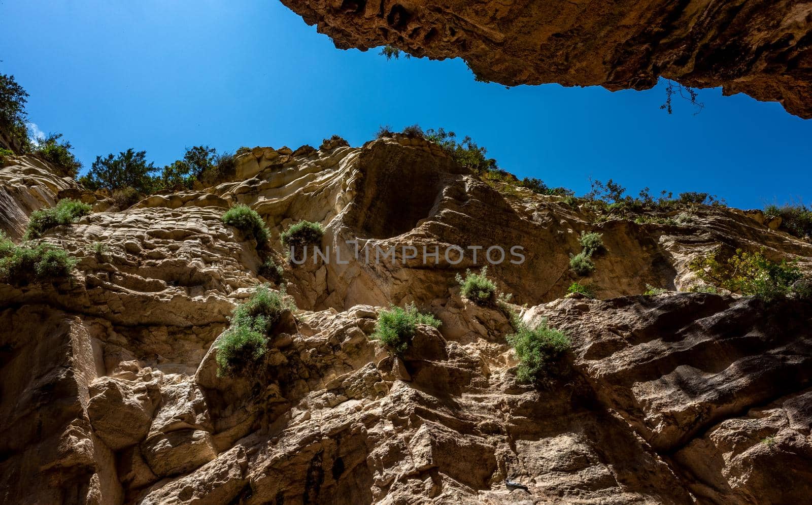 Stones on the slopes of the Avakas mountain gorge on the island of Cyprus.