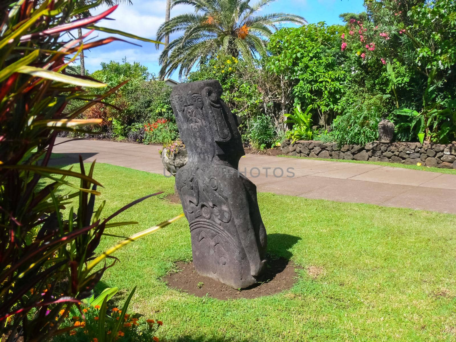 Statues of the gods of Easter Island. Ancient statues of ancient civilization on Easter Island.