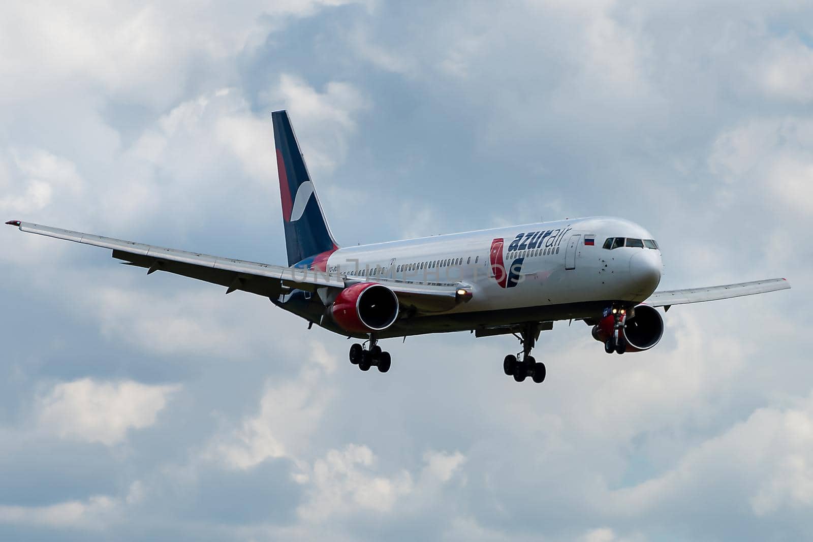 July 2, 2019, Moscow, Russia. Airplane Boeing 767-300 Azur Air Airline at Vnukovo airport in Moscow.
