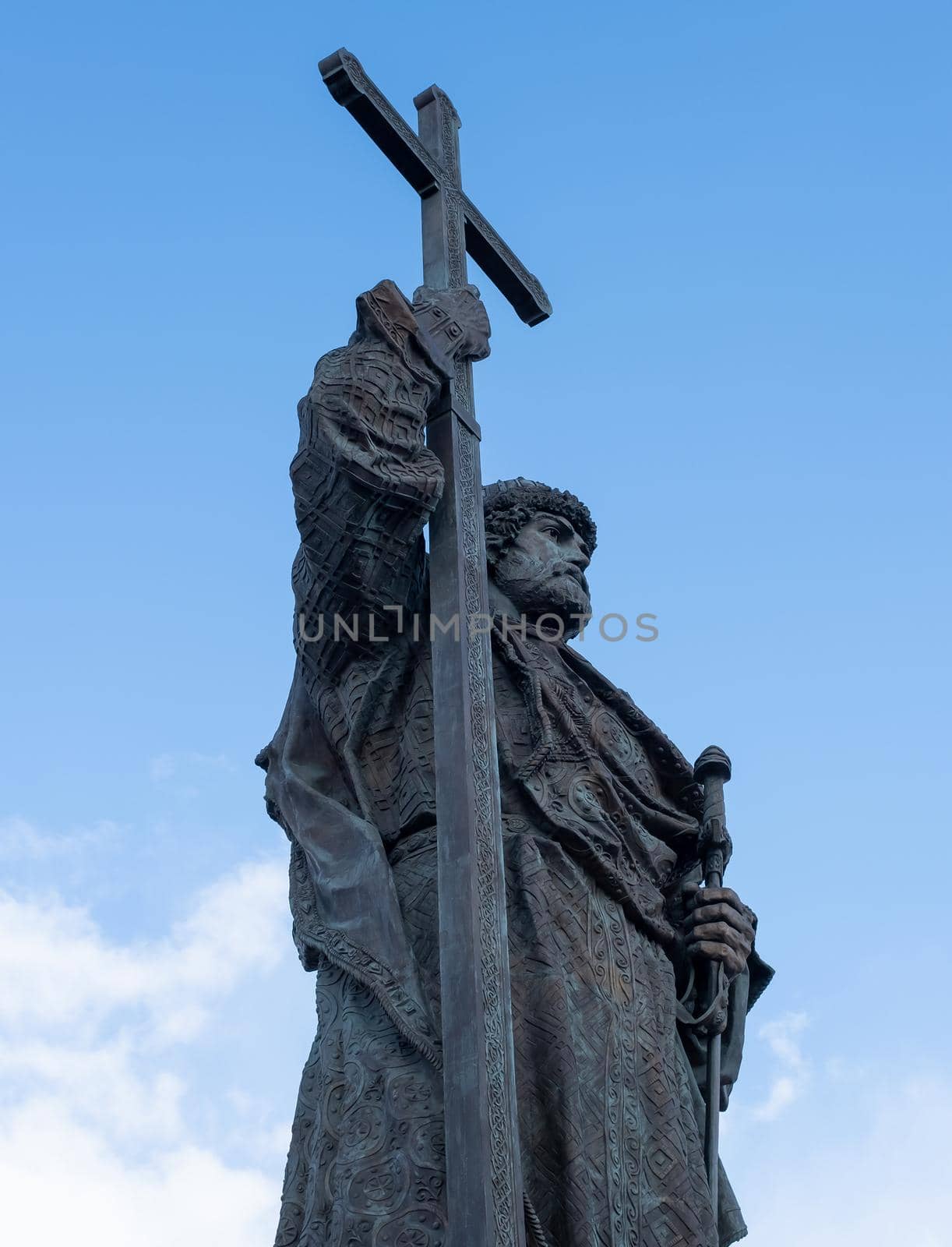 March 22, 2020, Moscow, Russia. Monument to Prince Vladimir the Great on Borovitskaya Square in Moscow.