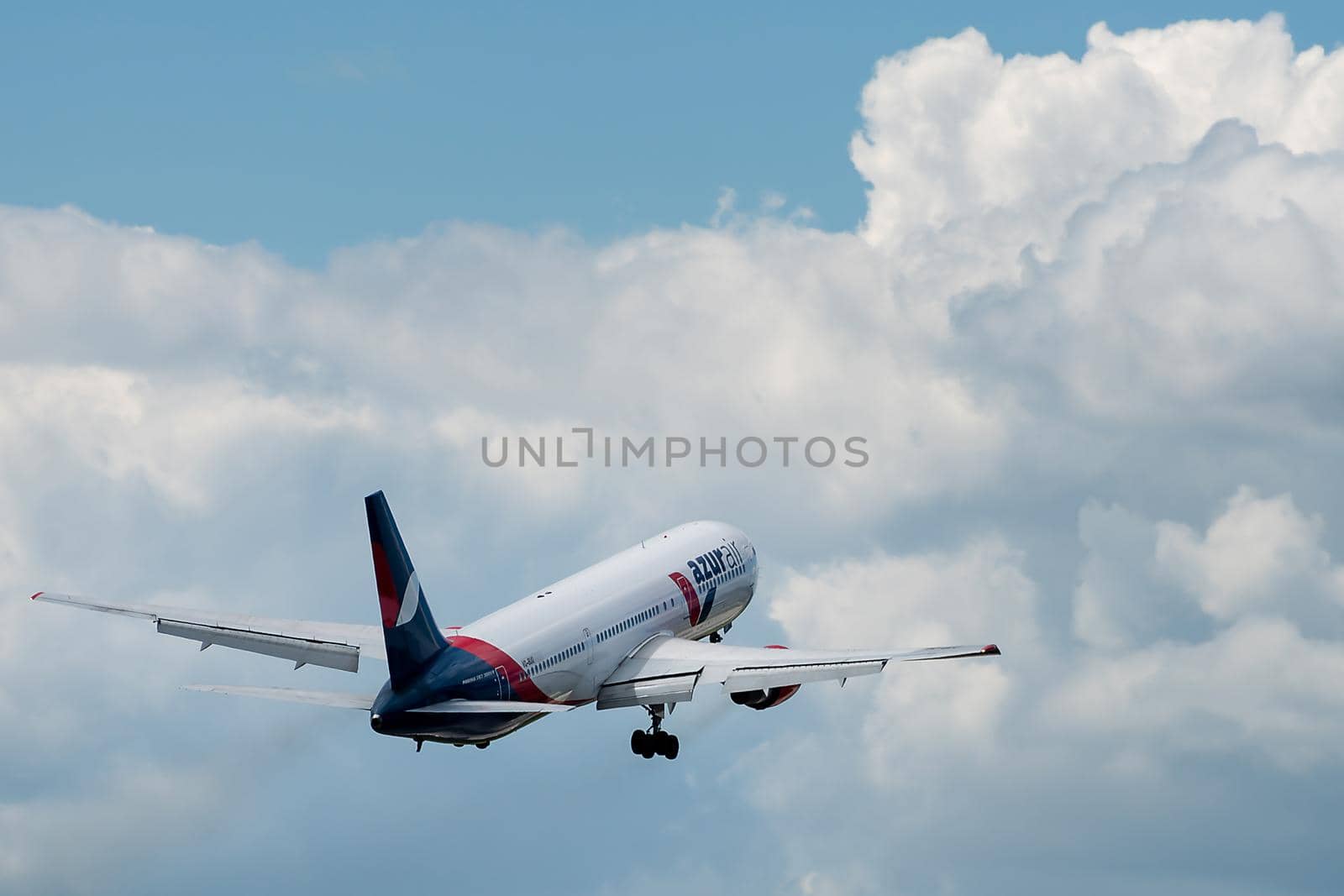 July 2, 2019, Moscow, Russia. Airplane Boeing 767-300 Azur Air Airline at Vnukovo airport in Moscow.