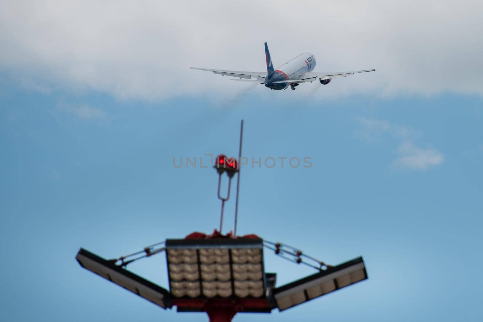 July 2, 2019, Moscow, Russia. Airplane Boeing 767-300 Azur Air Airline at Vnukovo airport in Moscow.
