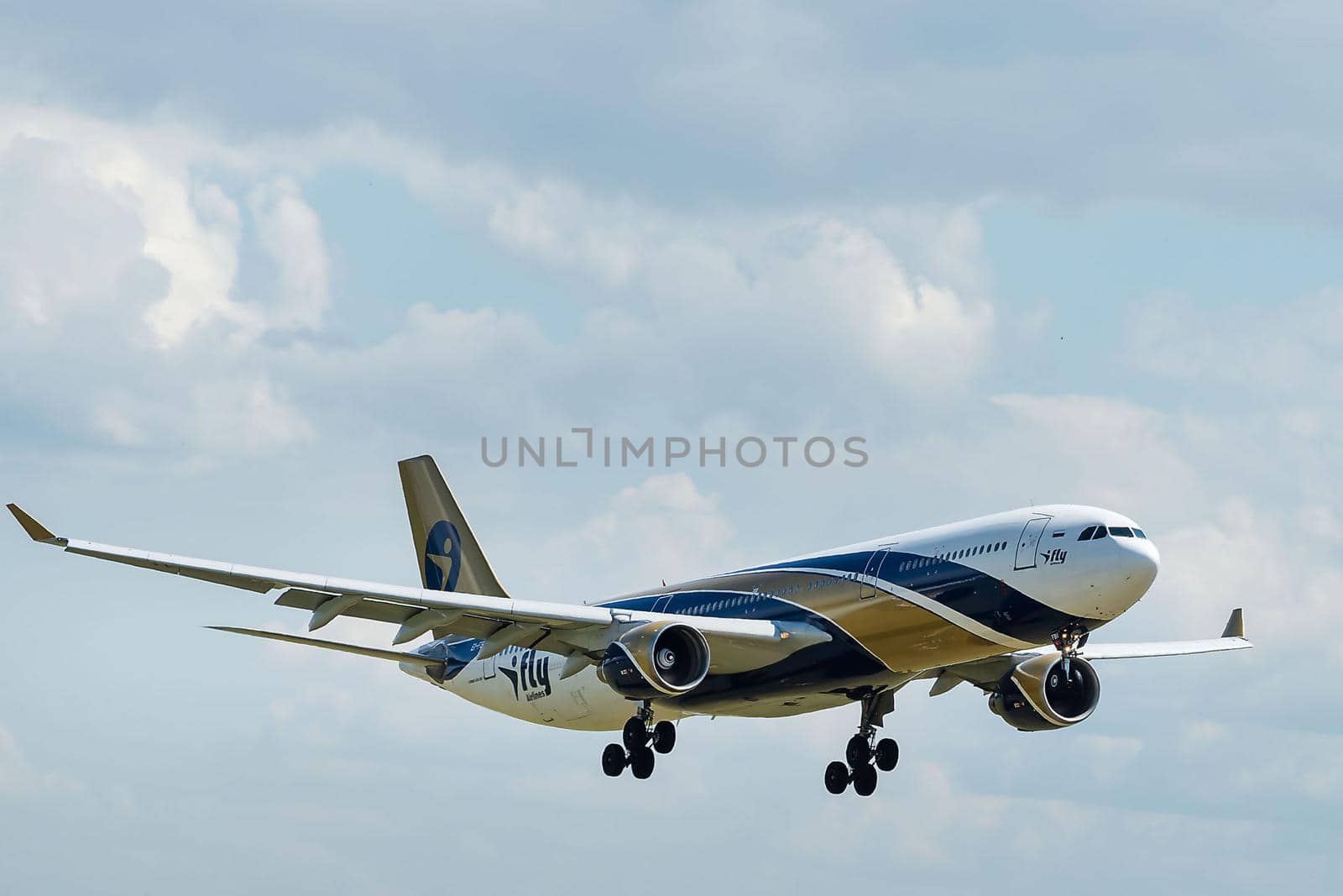 July 2, 2019, Moscow, Russia. Airplane Airbus A330-300 I Fly Airlines at Vnukovo airport in Moscow.