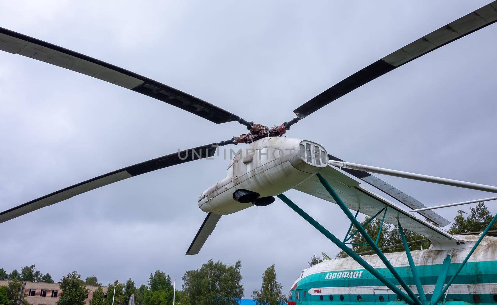 July 18, 2018, Moscow region, Russia. Helicopter Mil V-12 at the Central Museum of the Russian Air Force in Monino.