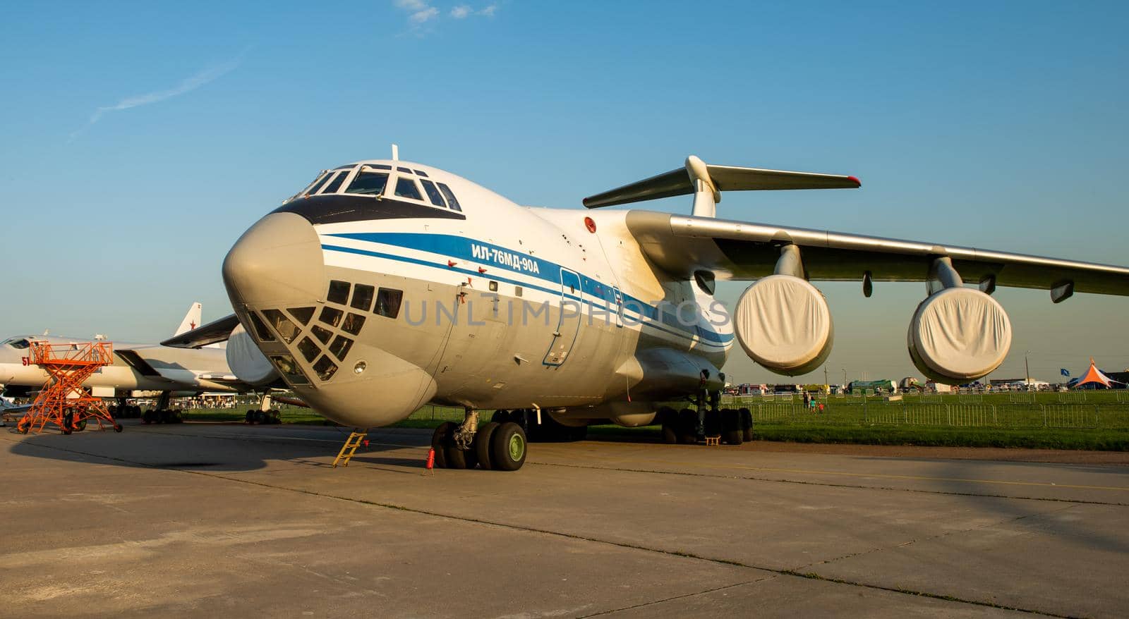 August 30, 2019, Moscow region, Russia. Russian heavy military transport aircraft Ilyushin Il-76 at the International aviation and space salon.