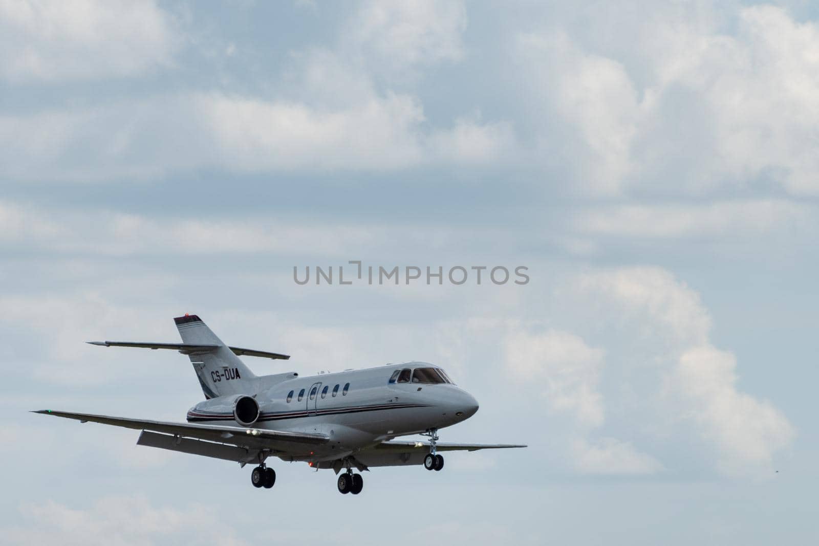 July 2, 2019, Moscow, Russia. Airplane Raytheon Hawker 750 NetJets Europe Airline at Vnukovo airport in Moscow.