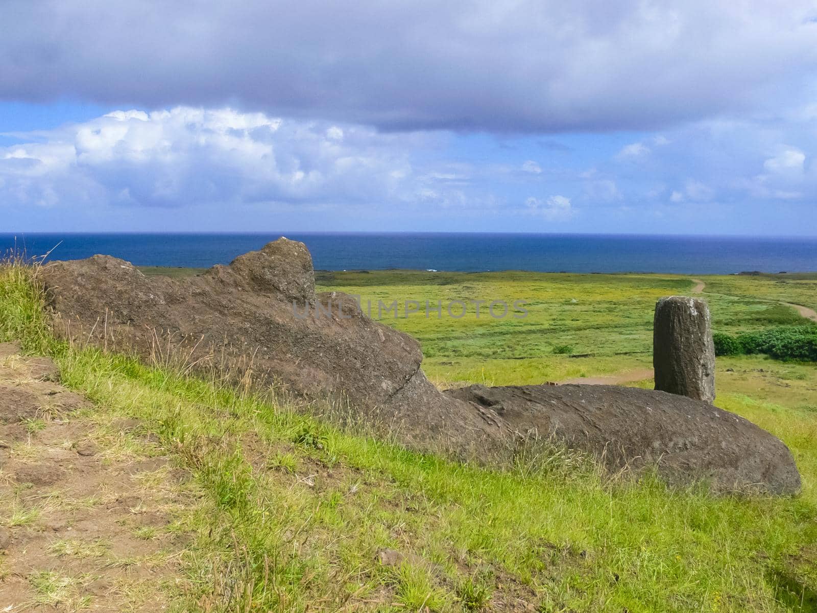 Statues of the gods of Easter Island. Ancient statues of ancient civilization on Easter Island.