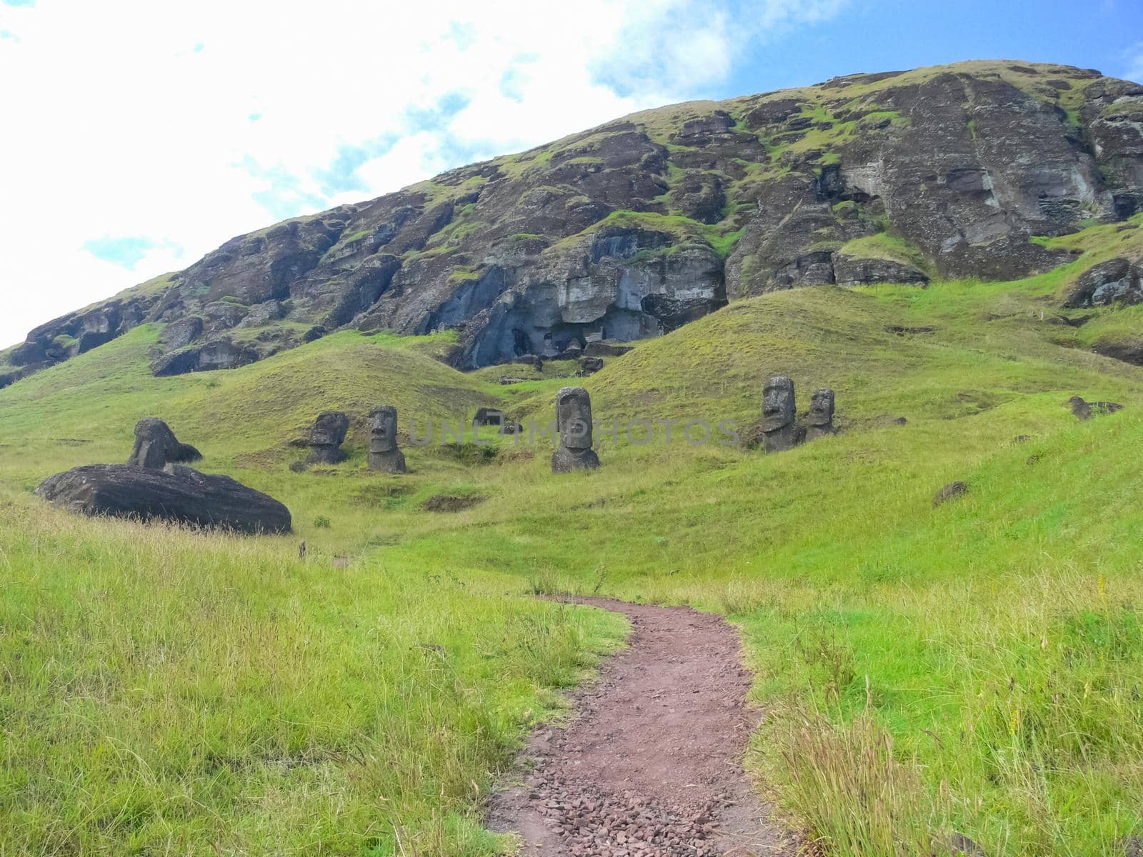 Statues of the gods of Easter Island. Ancient statues of ancient civilization on Easter Island.