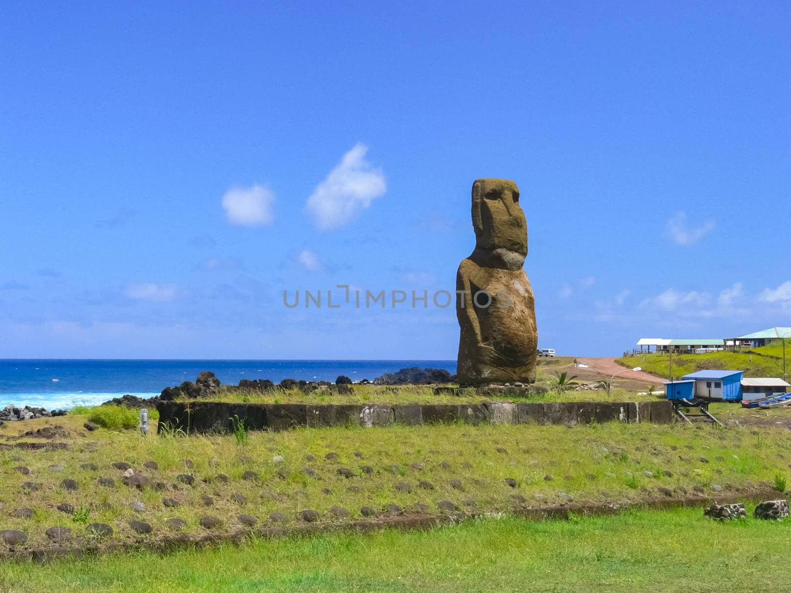 Statues of the gods of Easter Island. Ancient statues of ancient civilization on Easter Island.