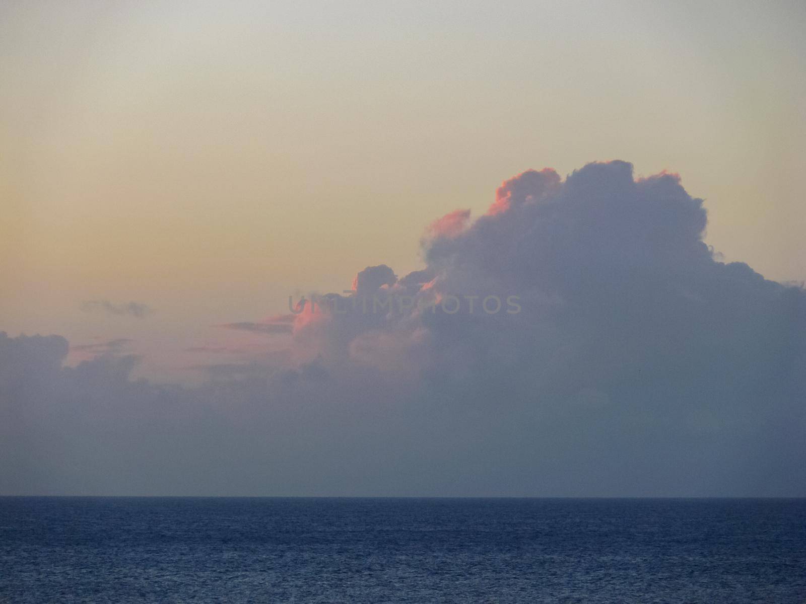 Sunset on Easter Island. The colors of sunset in the ocean.