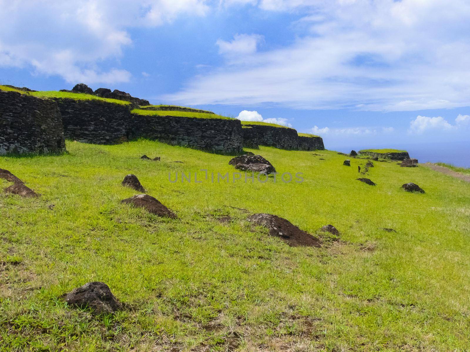 Tachyllite tuff stones, the material from which the statues of Easter Island were made.