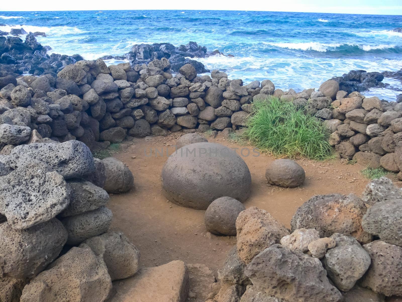 Tachyllite tuff stones, the material from which the statues of Easter Island were made.