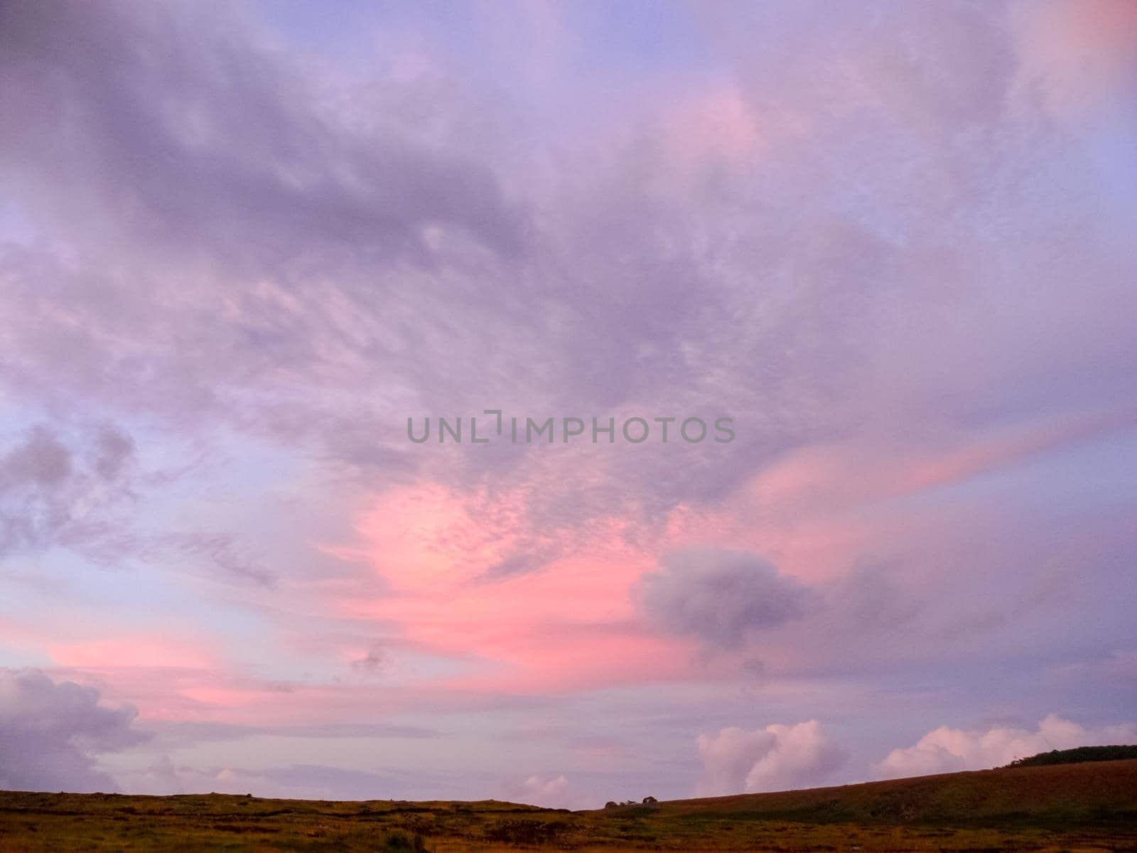 Easter Island. beautiful red sunset with clouds.