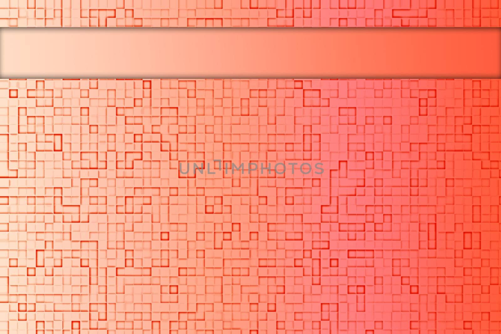 Abstract soft coral square geometric background with horizontal field for writings, artistic effects