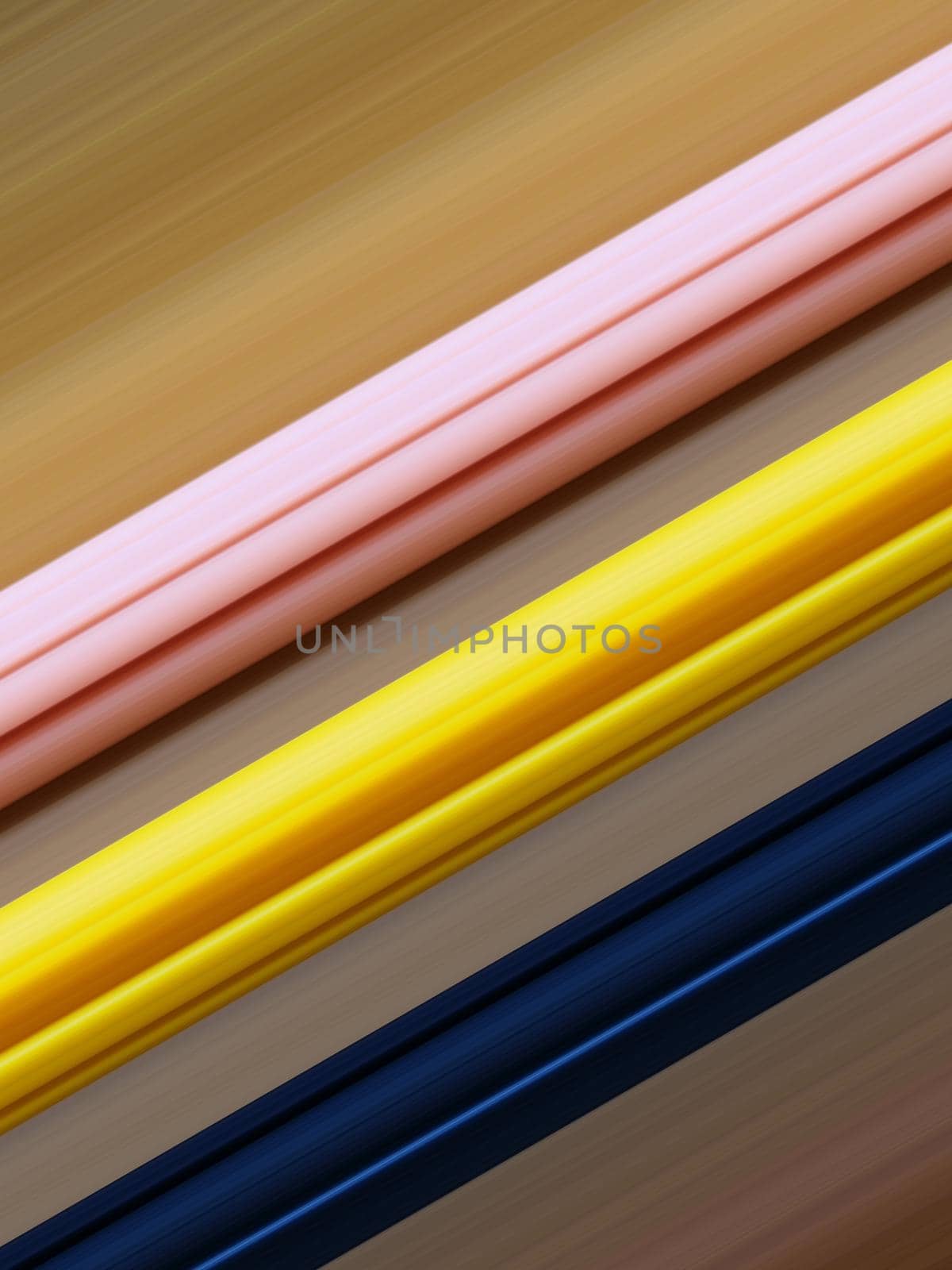 Pink, yellow and navy variegated diagonal lines on the brown background