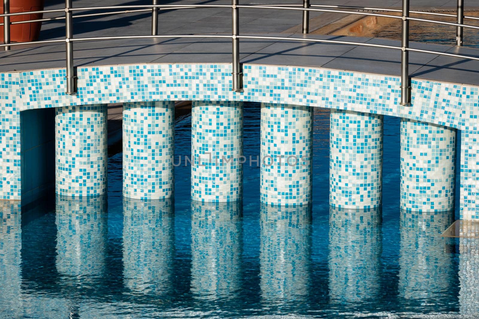 Closeup shot of a pool bridge