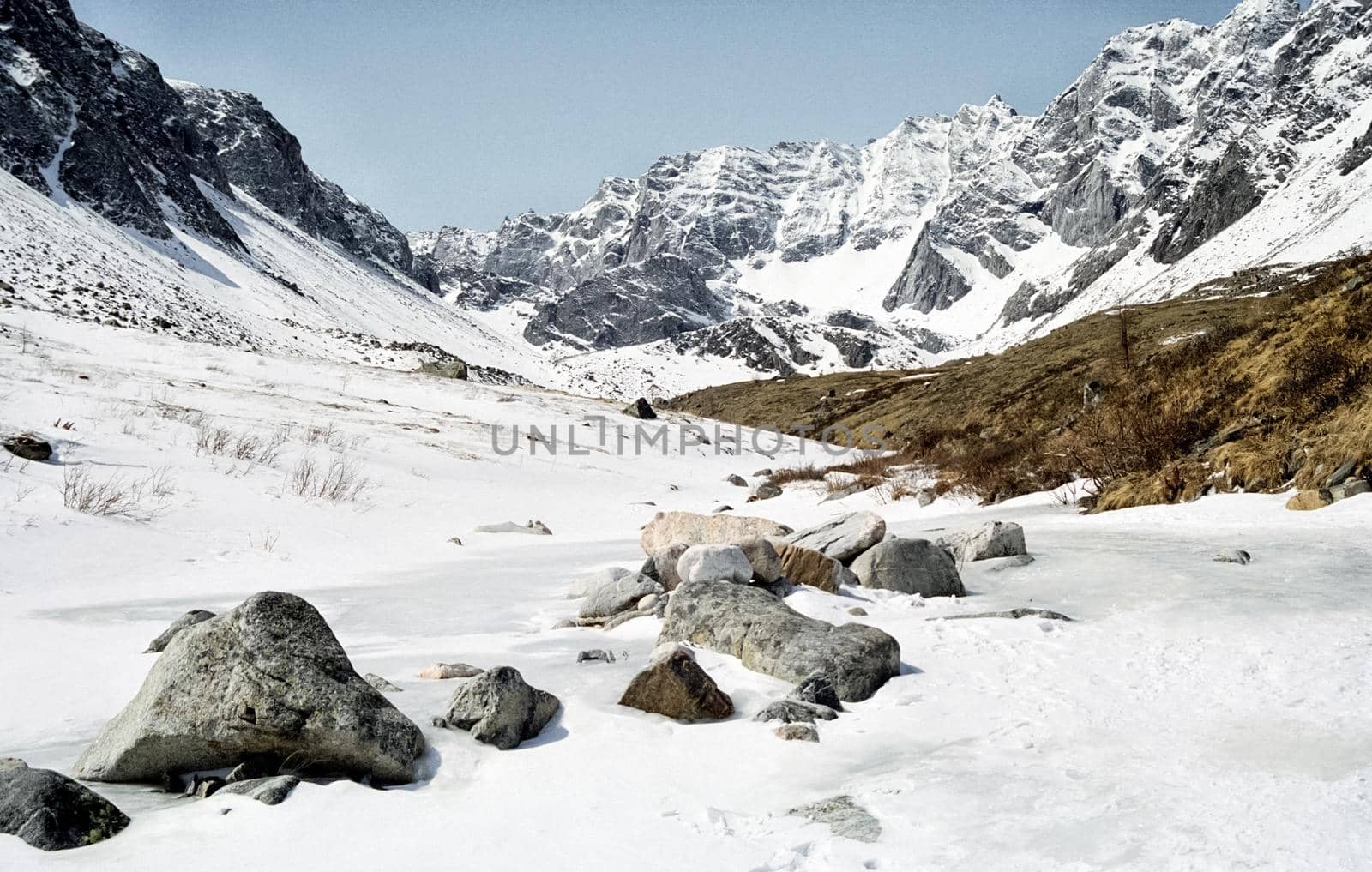 Mount Sayan in winter in snow. The nature of the mountains is sayan. by DePo