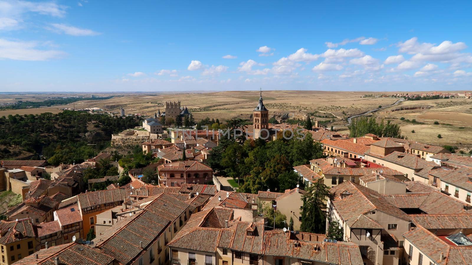 Cityscape view of Segovia with Castle in the distance - Alcazar de Segovia