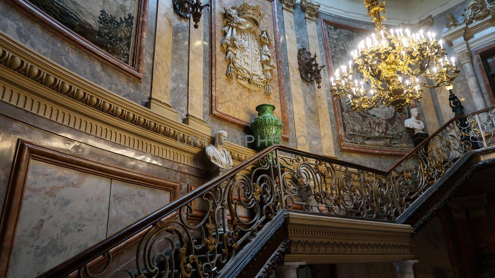 Madrid, Spain - 19 - september - 2020: Interior view of Cerralbo Museum located in the Cerralbo Palace, houses an old private collection of works of art