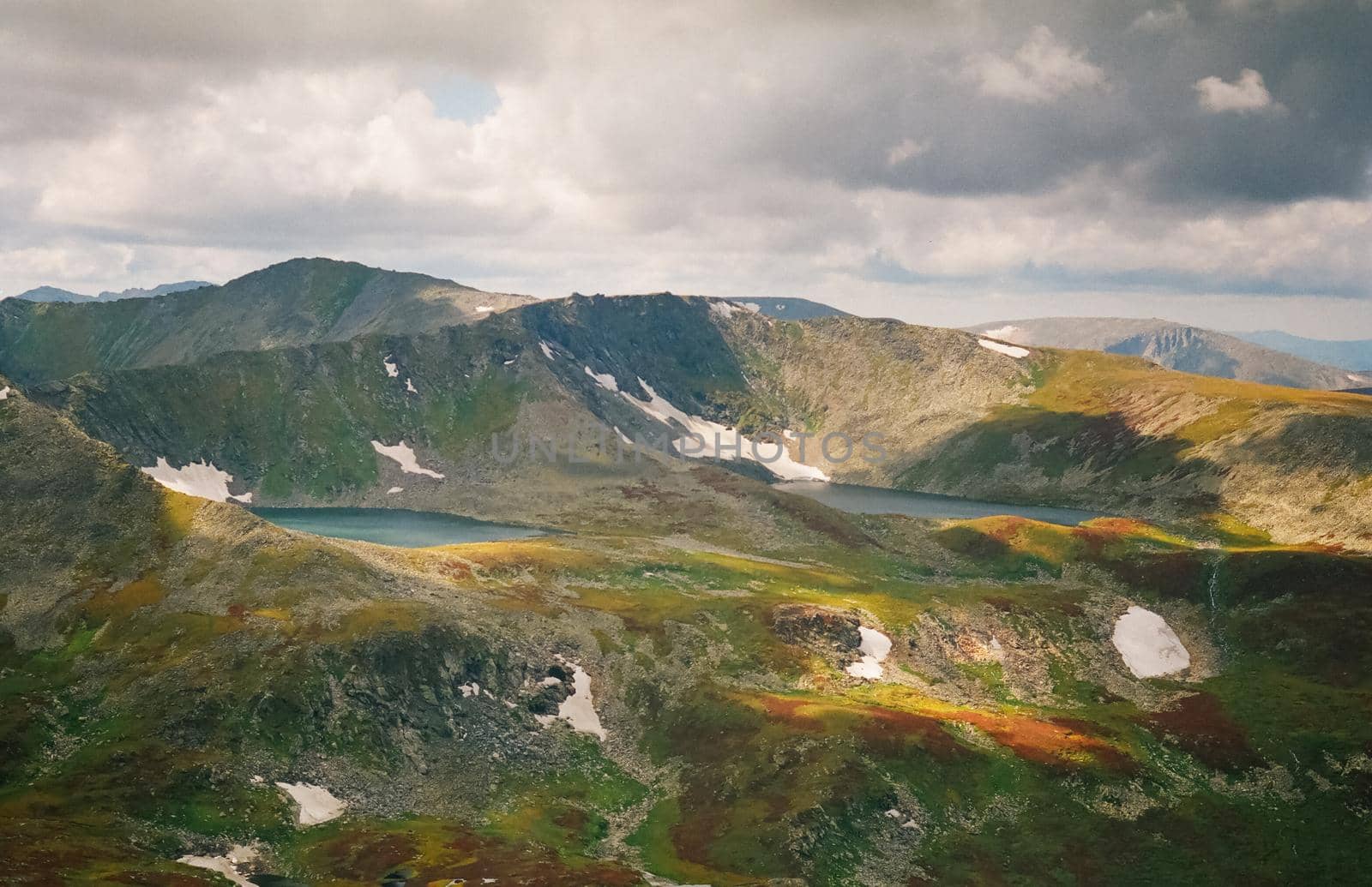 Nature is altai in spring. Melted snow in the mountains.